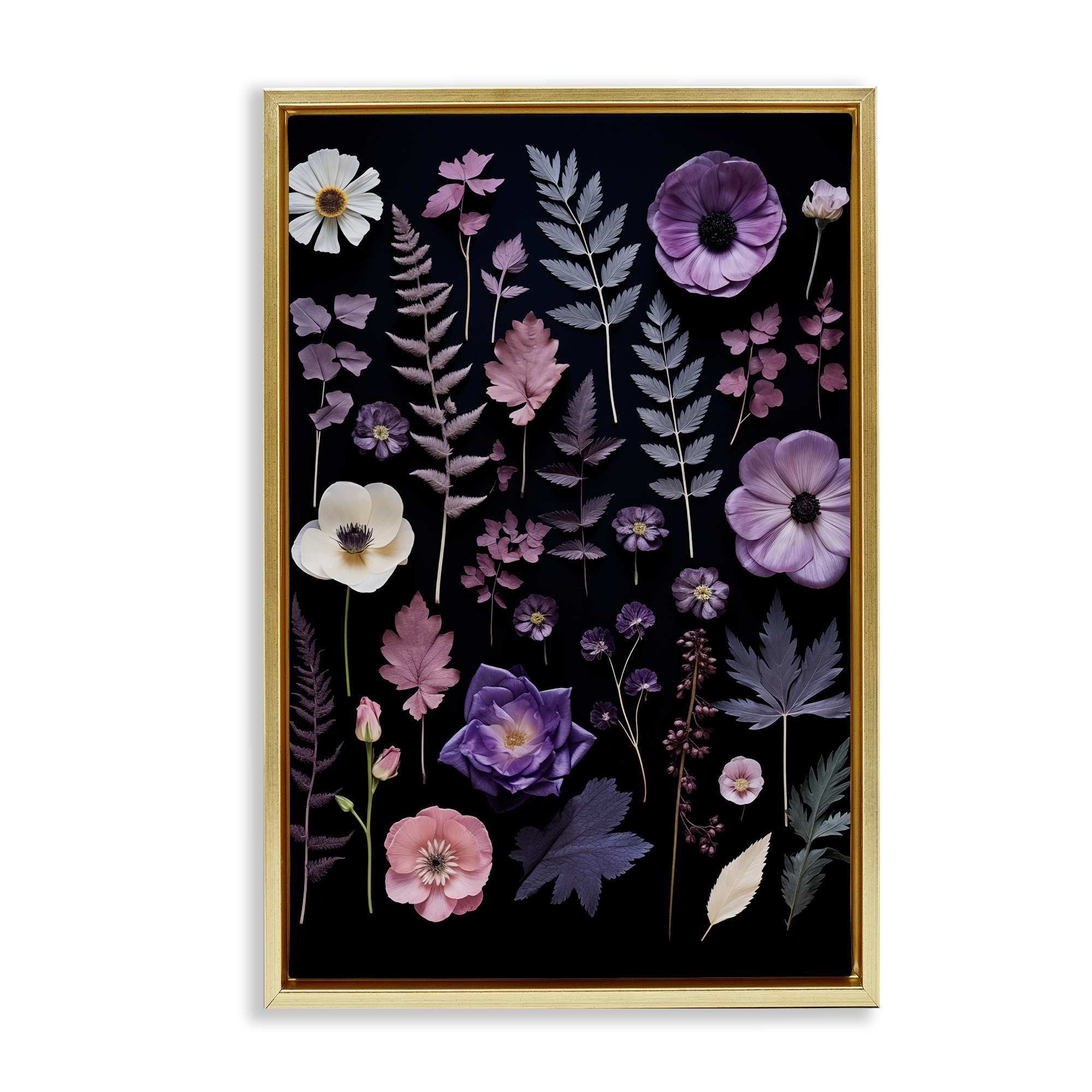 Stupell Industries BS-726-FFG-20X30 Mixed Purple Toned Flowers Gold Framed Floater Canvas Wall Art By Heidi 21 x 31