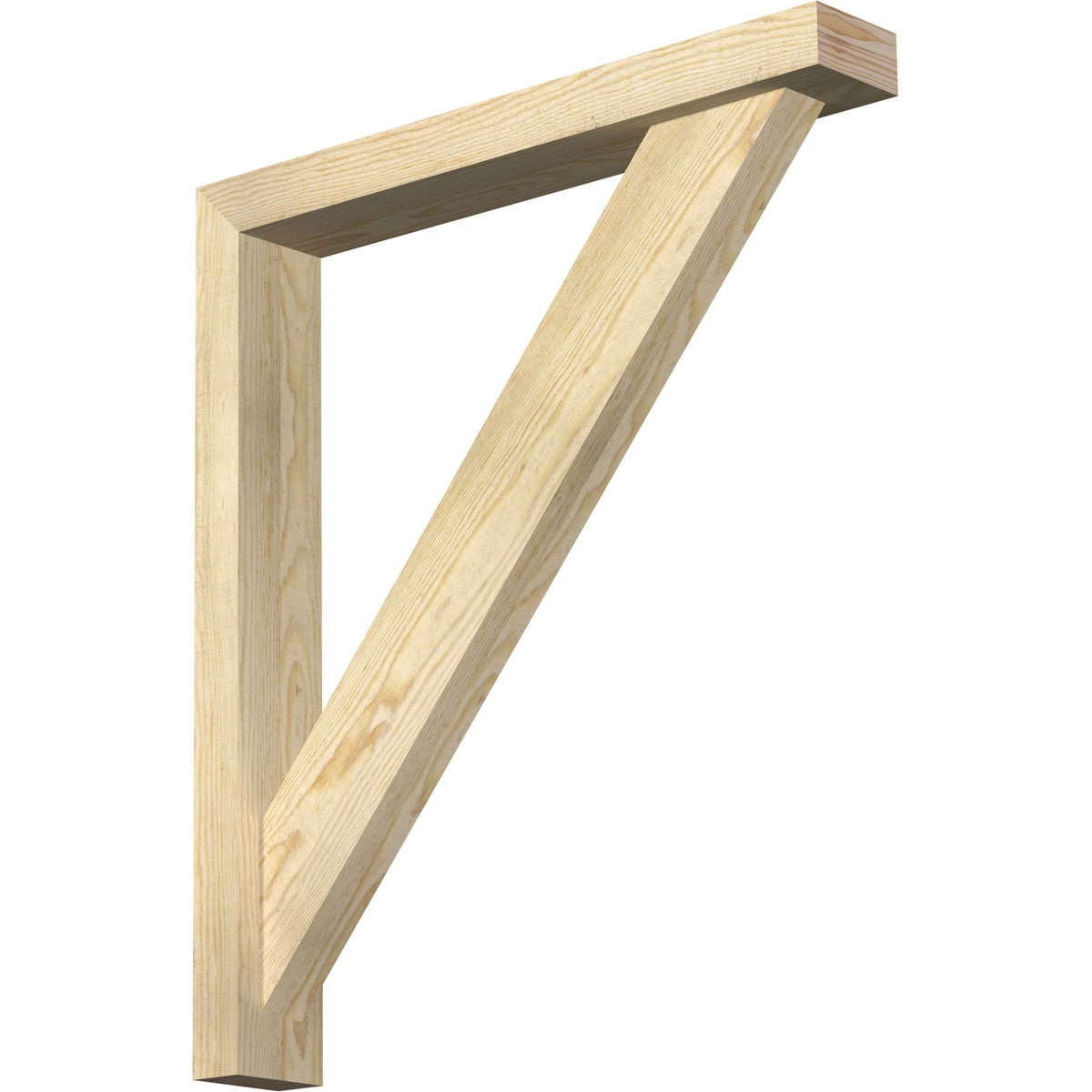 Ekena Millwork 1464927 Traditional Block Rough Sawn Bracket with Offset Brace 4-in x 26-in x 30-in Douglas fir Brown Wood Standard bracket