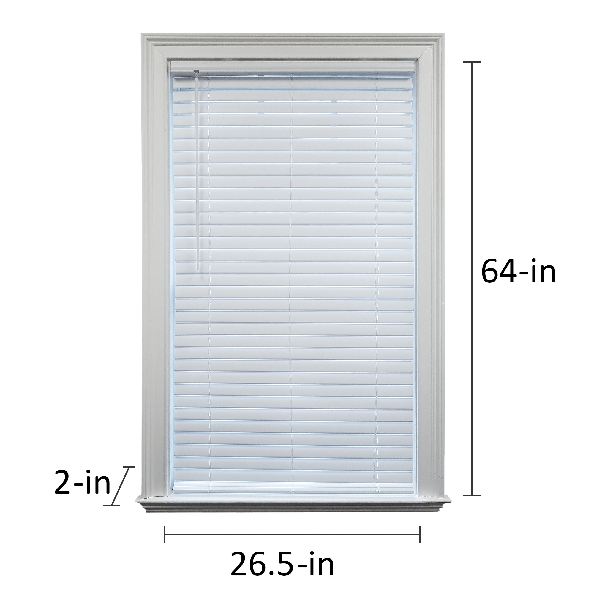 Project Source Premium 2-in Slat Width 26.5-in x 64-in Cordless White ...
