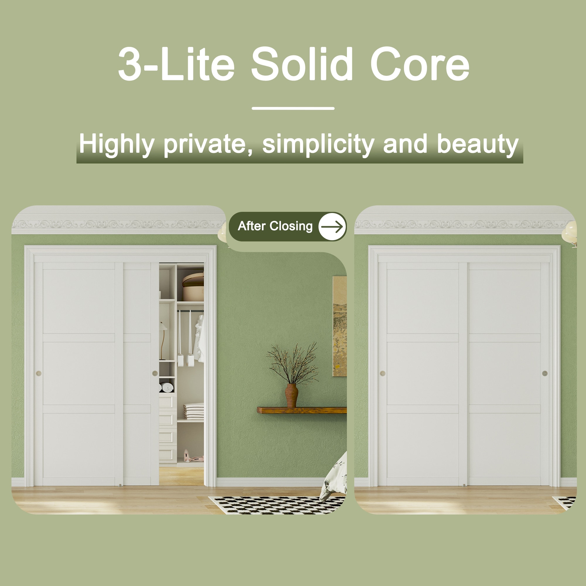 JUJUBON IN-CD-SLSD-XB-3L-144 Bifold-Sliding-Closet-Doors - View #4