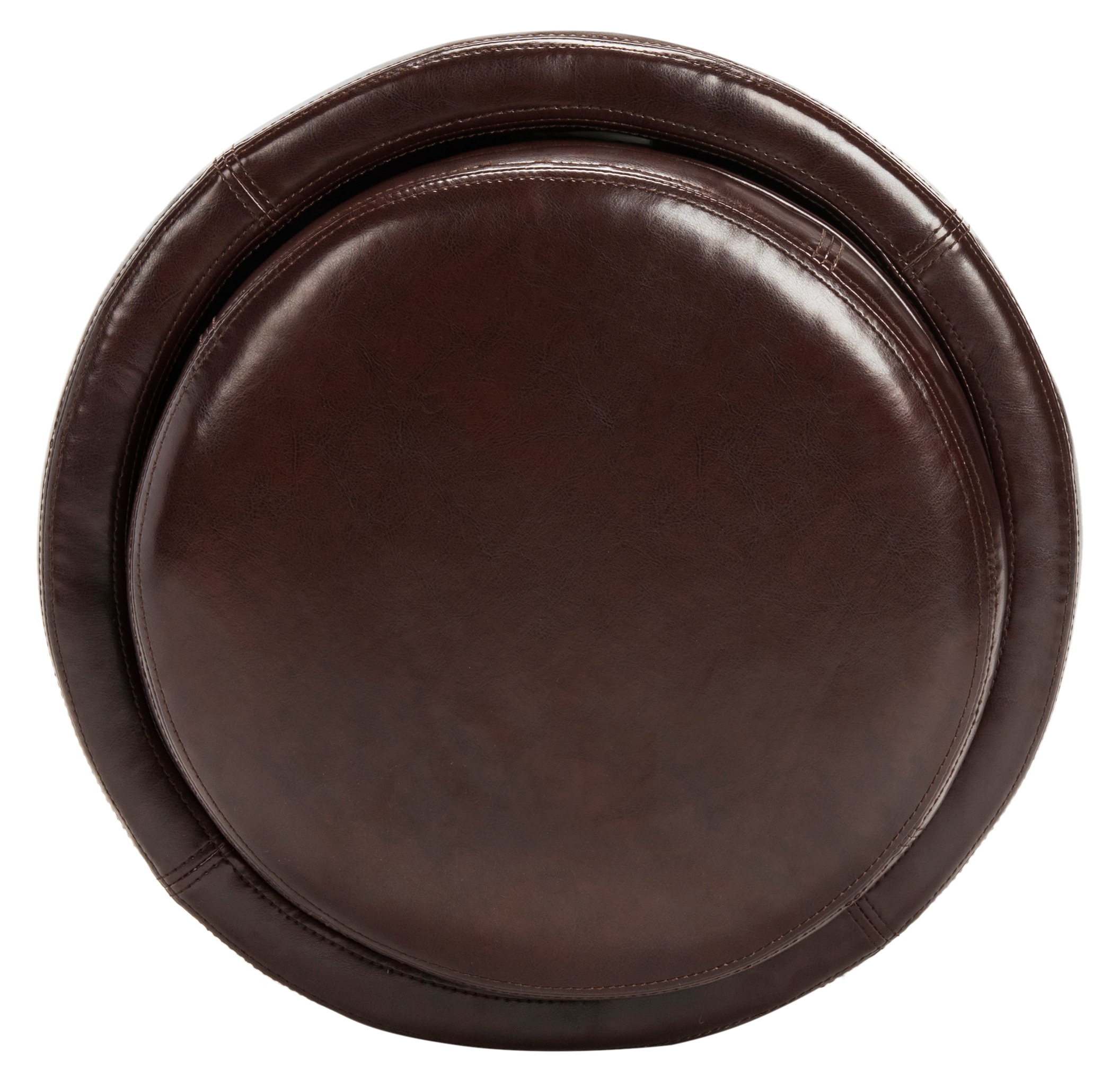 Transitional Cordovan Round Ottoman with Storage Tray
