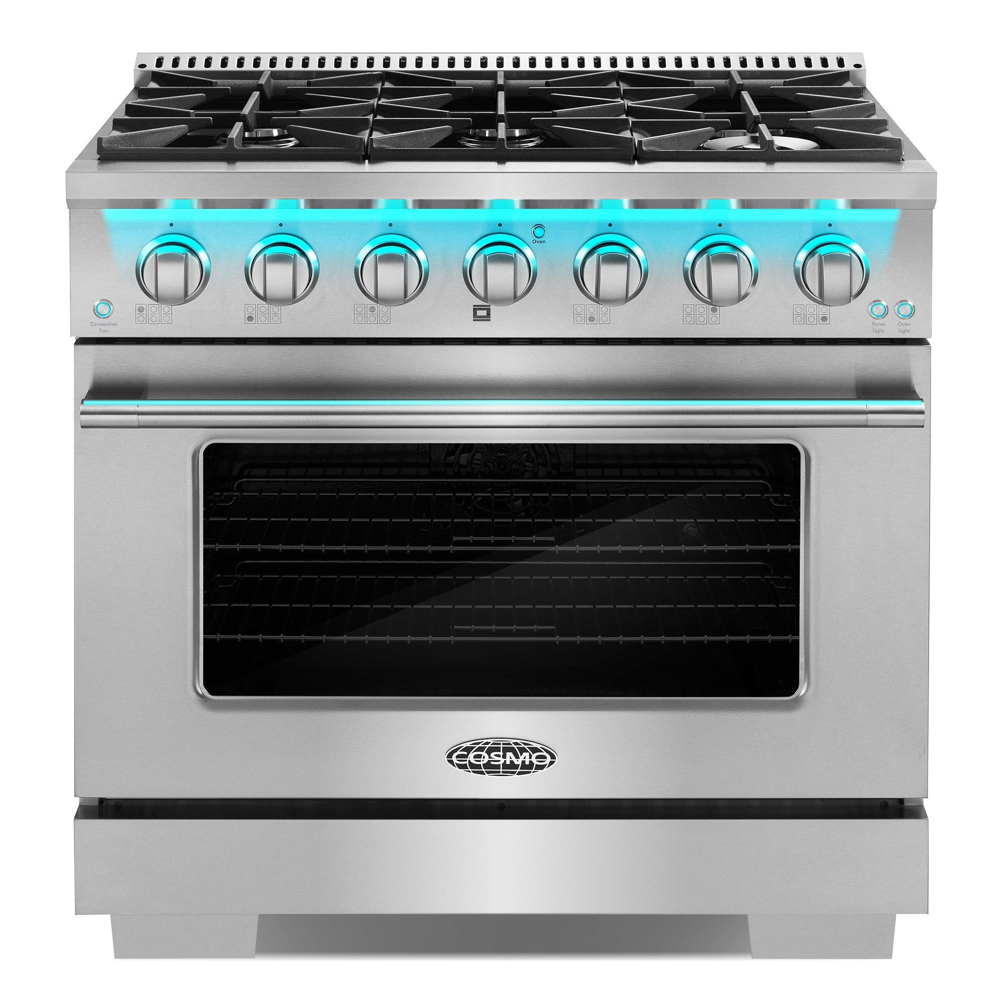 Cosmo COS-GRP366 36-in 6 burners 4.5-cu ft Convection Oven Freestanding Natural Gas Range ( Stainless steel )