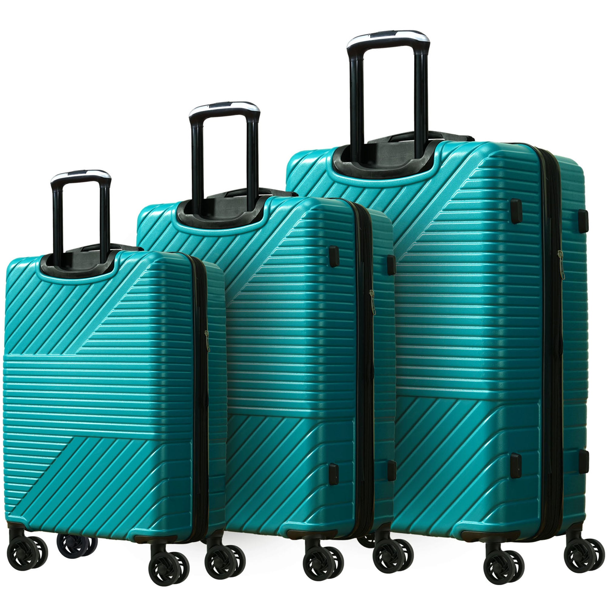 Bybafun YD9500063 18.9"12.2"29.9" Green Plastic Hardshell Suitcase set 3 -Bag