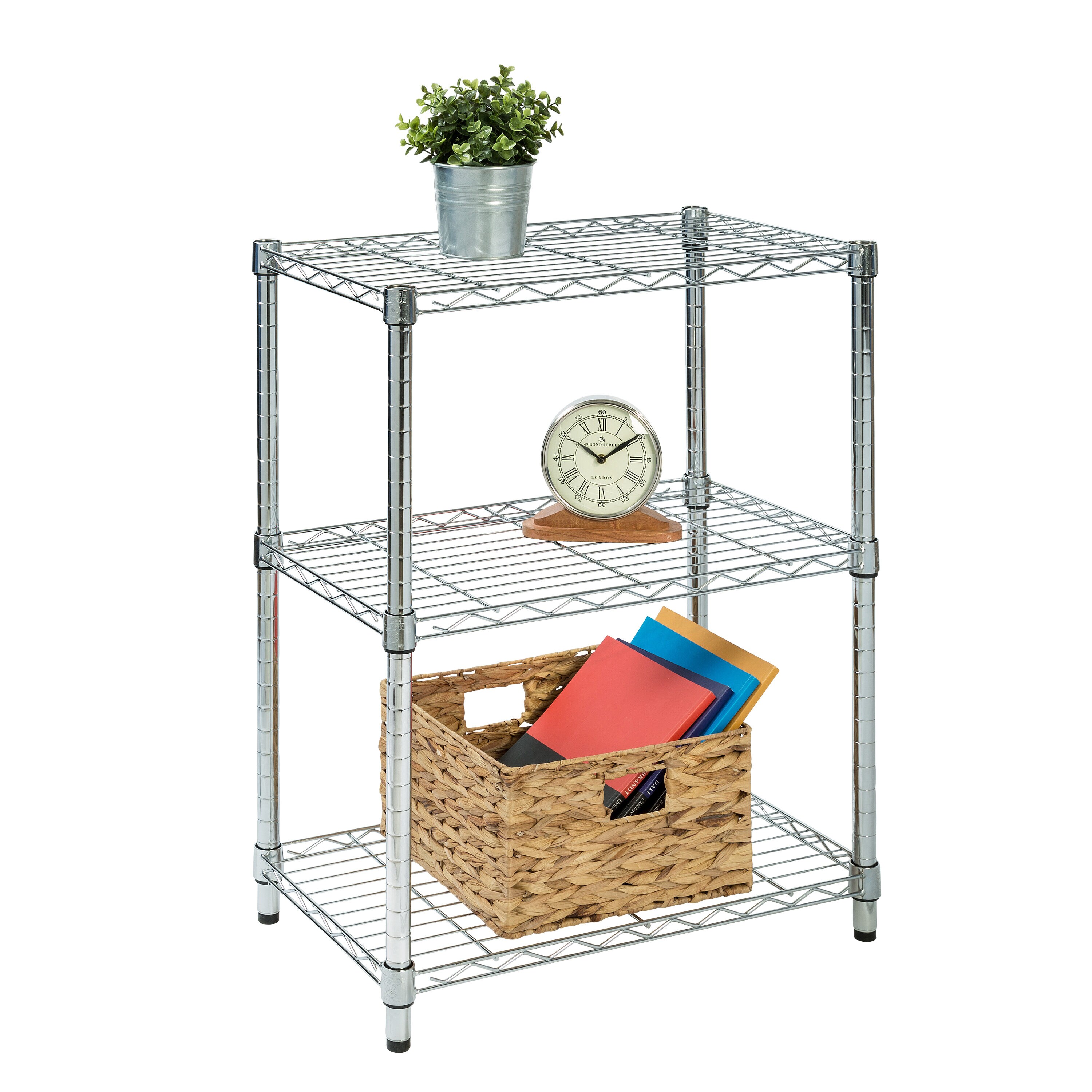 Chrome 3-Tier Heavy-Duty Adjustable Steel Trolley, 24x14x30"