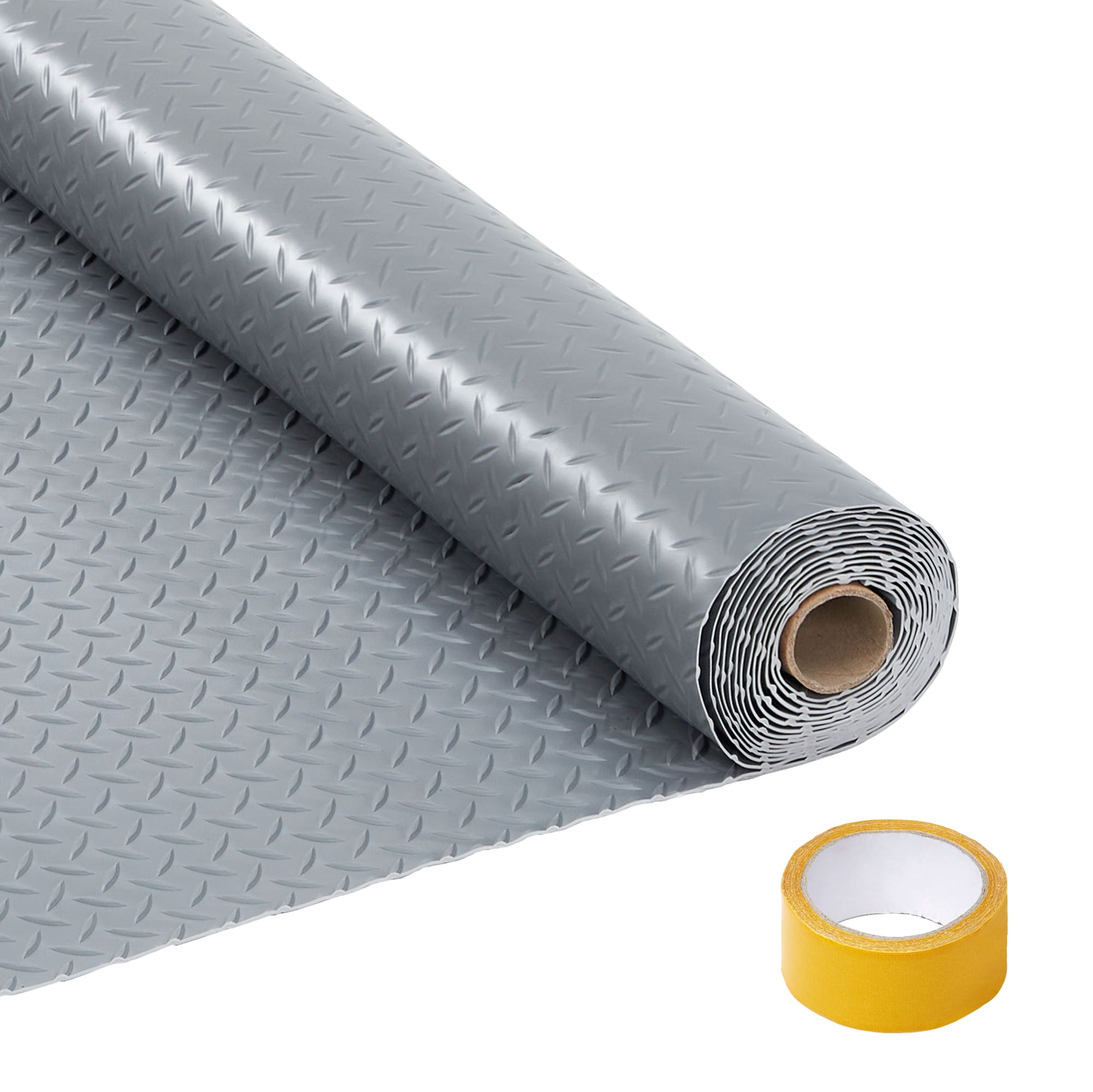 GarveeLife 3mm Thick Non Slip PVC Garage Floor Mat Roll Diamond Plate Floor Protector with 33FT Tape Parking Mat for SUVs Trucks and Sports Cars