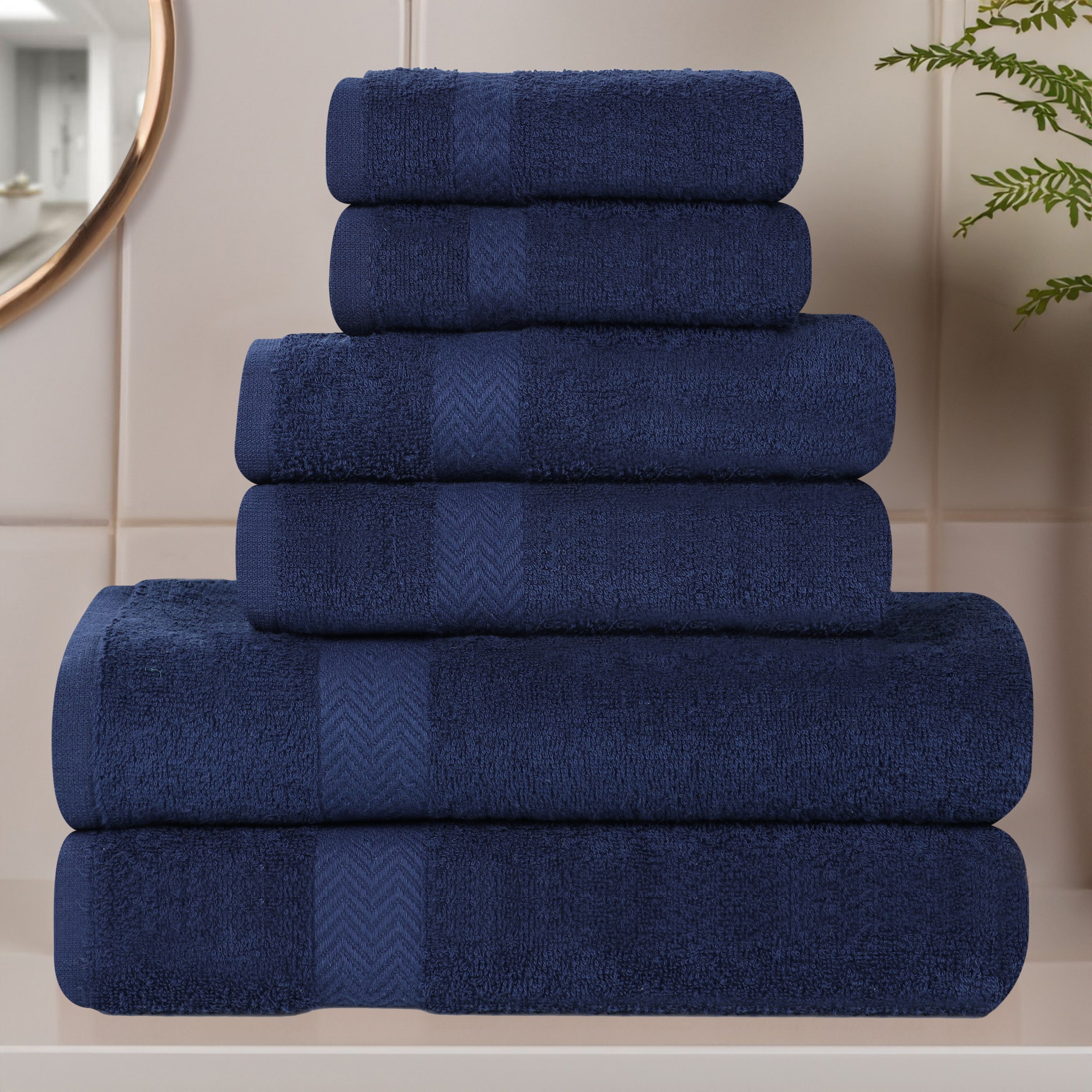 Superior 6-Piece Cotton Quick Dry Bath Towel Set