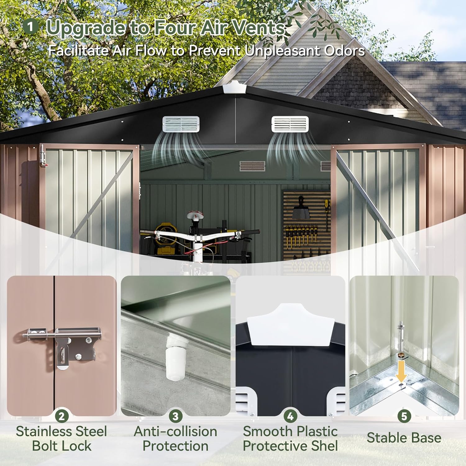 AOXUN AX-40115G Metal-Storage-Buildings-Sheds - View #3