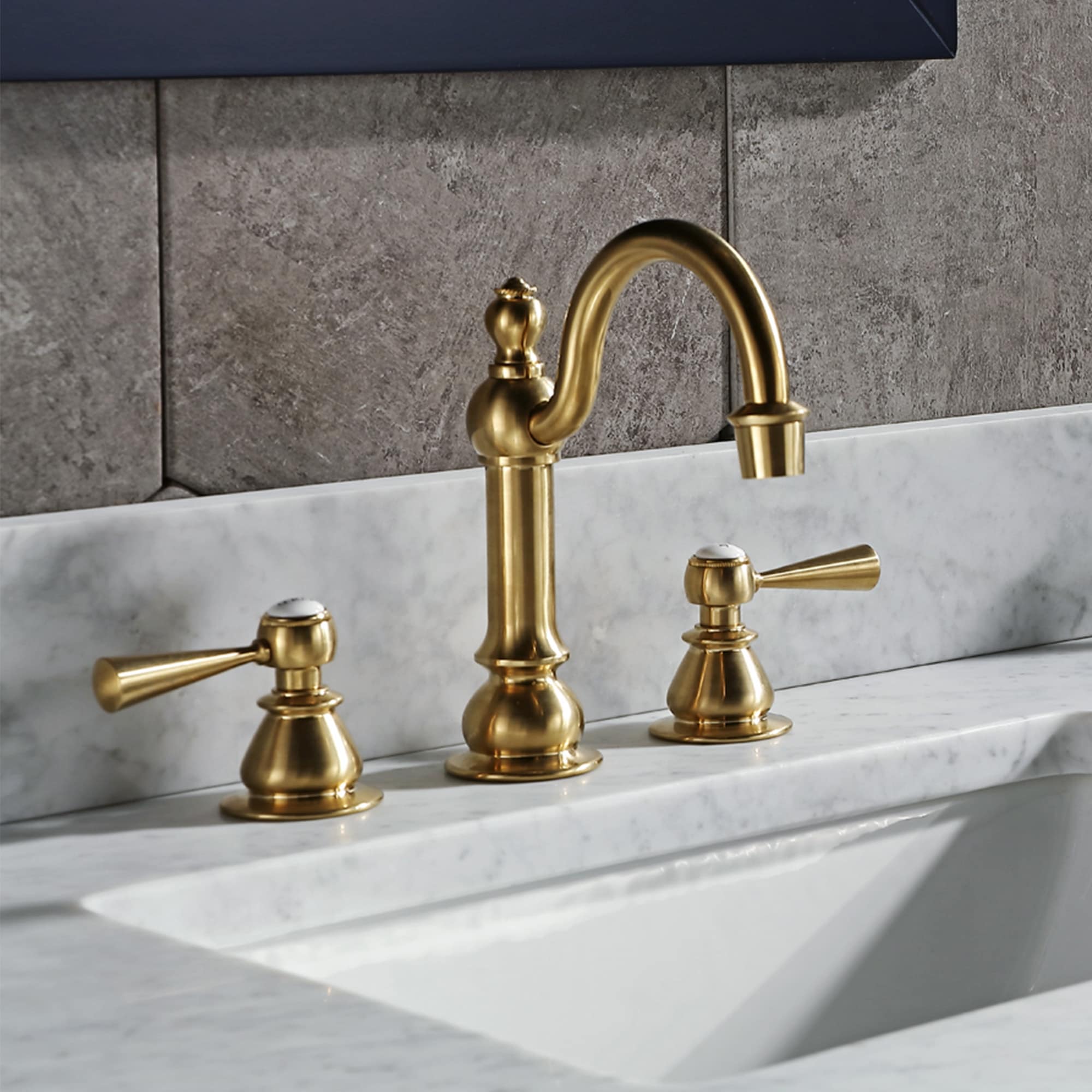 Water Creation F2 Satin Gold Widespread 2-Handle Bathroom Sink Faucet ...