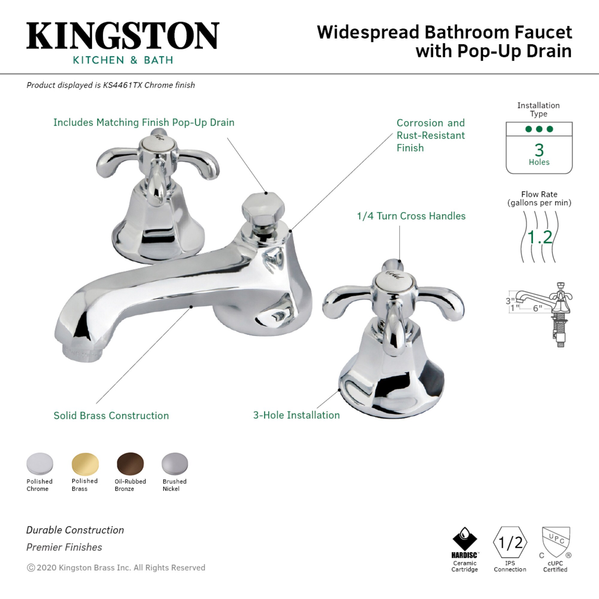 Kingston Brass WLKS4465TX Lavatory-Faucets - View #3