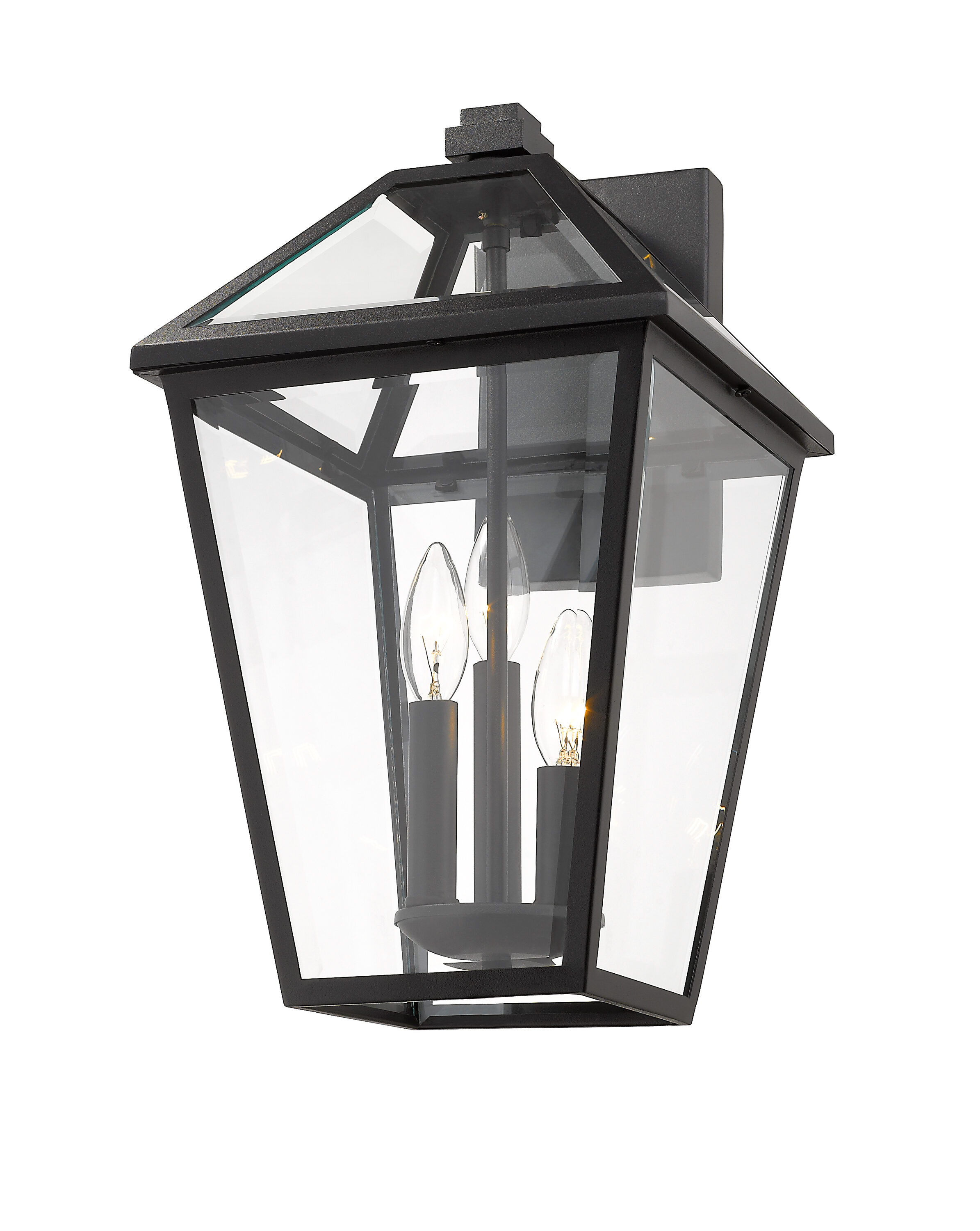 Black Dimmable Lantern Style Outdoor Wall Sconce