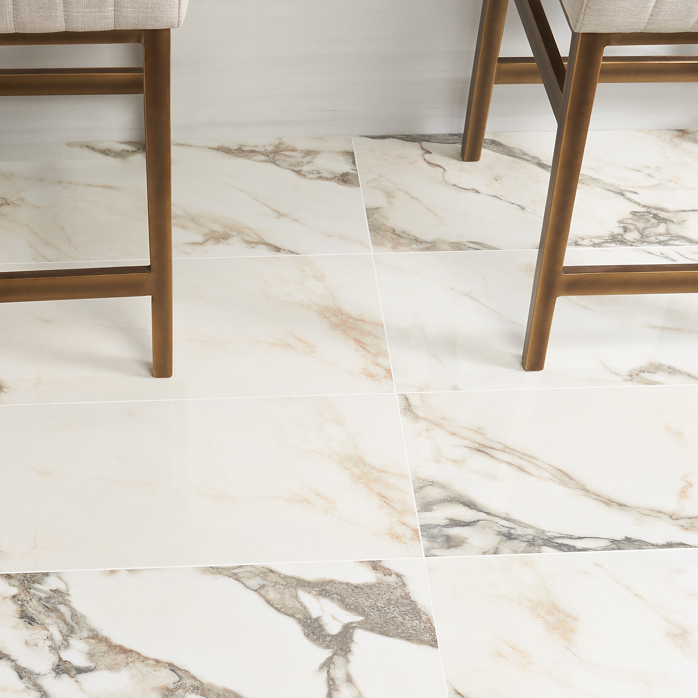 Calacatta Rustico 12" x 24" Polished Marble Look Porcelain Tile