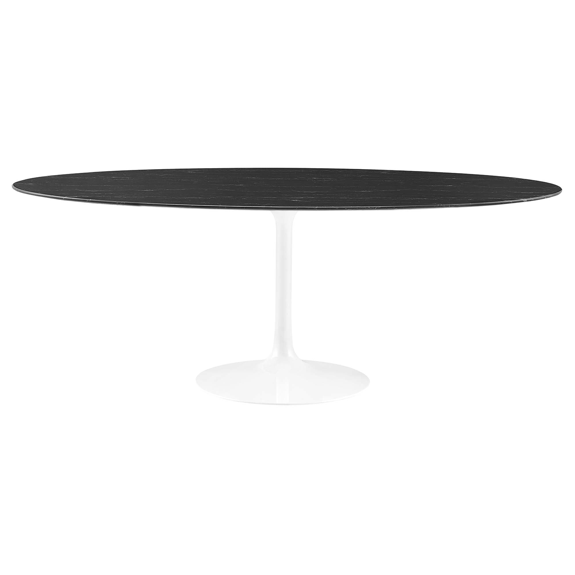 Modway EEI-5198-WHI-BLK Lippa 78 Inch  Oval Faux Marble Dining Table in White Black
