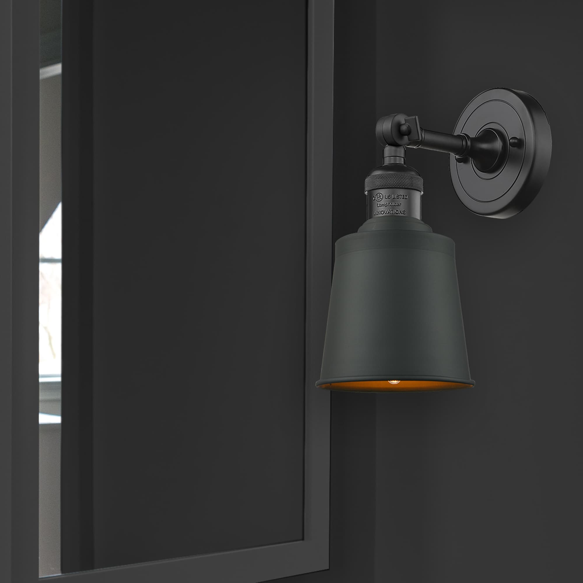 Innovations Lighting 203-BK-M9-BK Addison 5-in W 1 -Light Matte Black Wall Sconce
