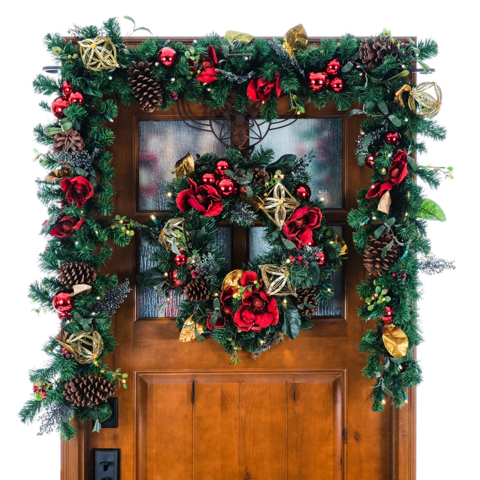 30 Inch Pre-Lit Pine Christmas Wreath with LED Lights