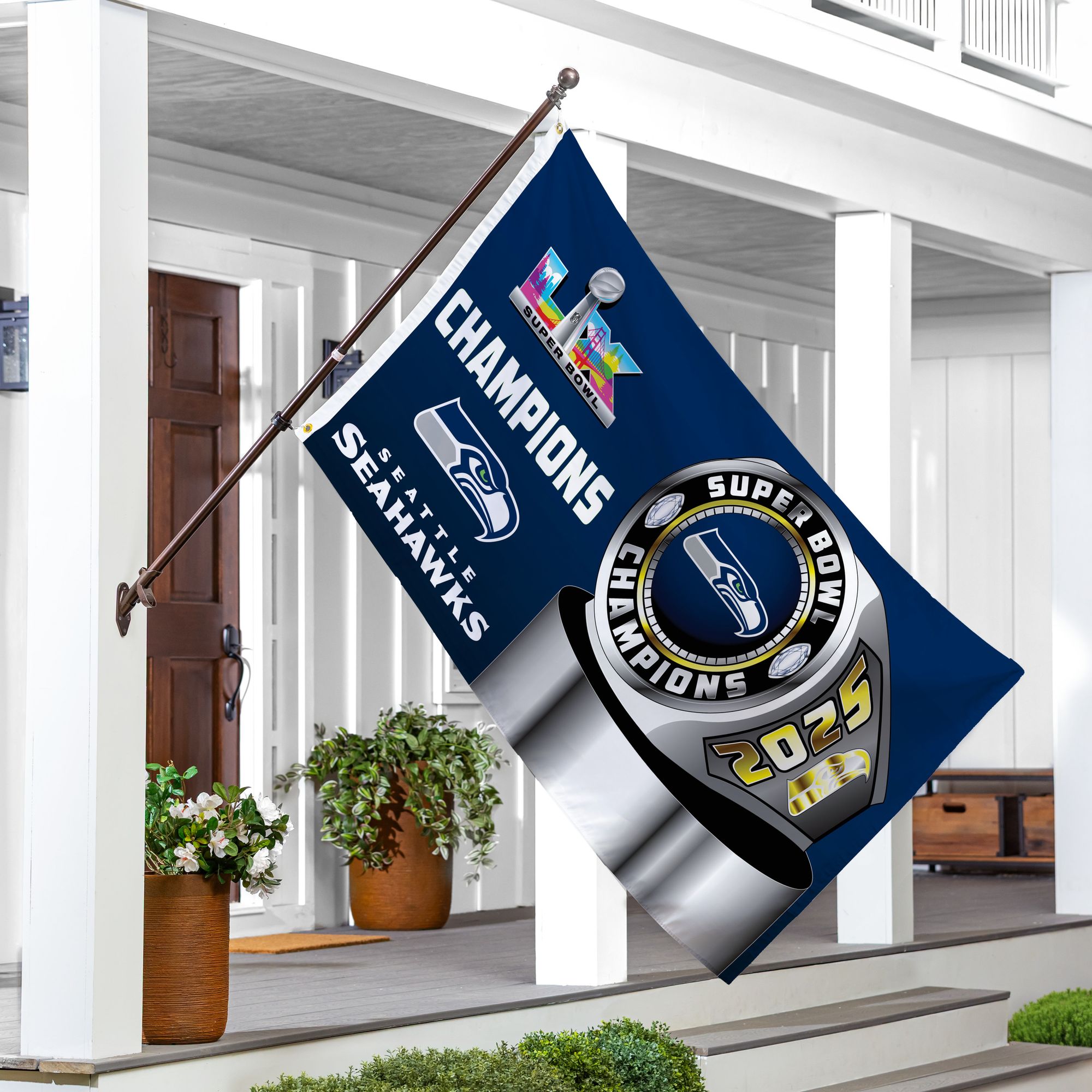 Team Sports America Seattle Seahawks Super Bowl 60 Ring 3x5 Outdoor ...