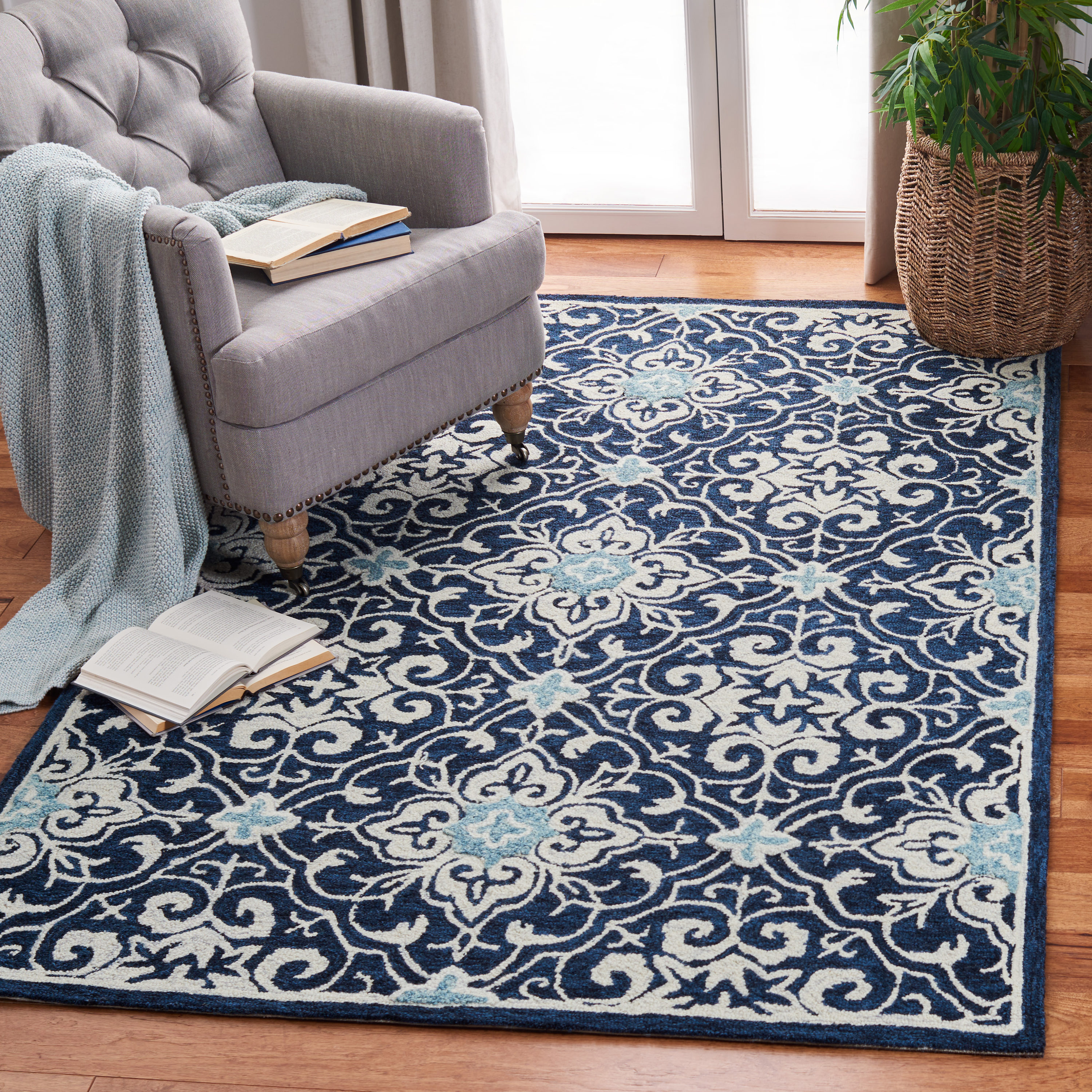 Artisanal Light Blue Wool Runner Rug - Hand-Tufted, Reversible 2'3" x 8'