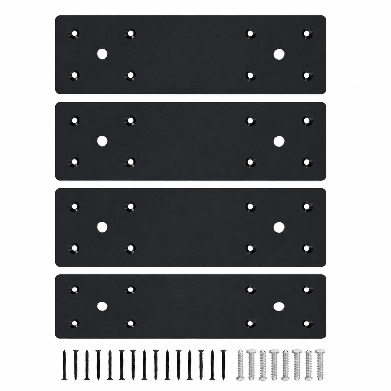 Aoibox  Pergola Flat Mending Brackets 4 Pack I Shape Black Steel Plates for Joining 4x4 or 6x6 Lumber Posts