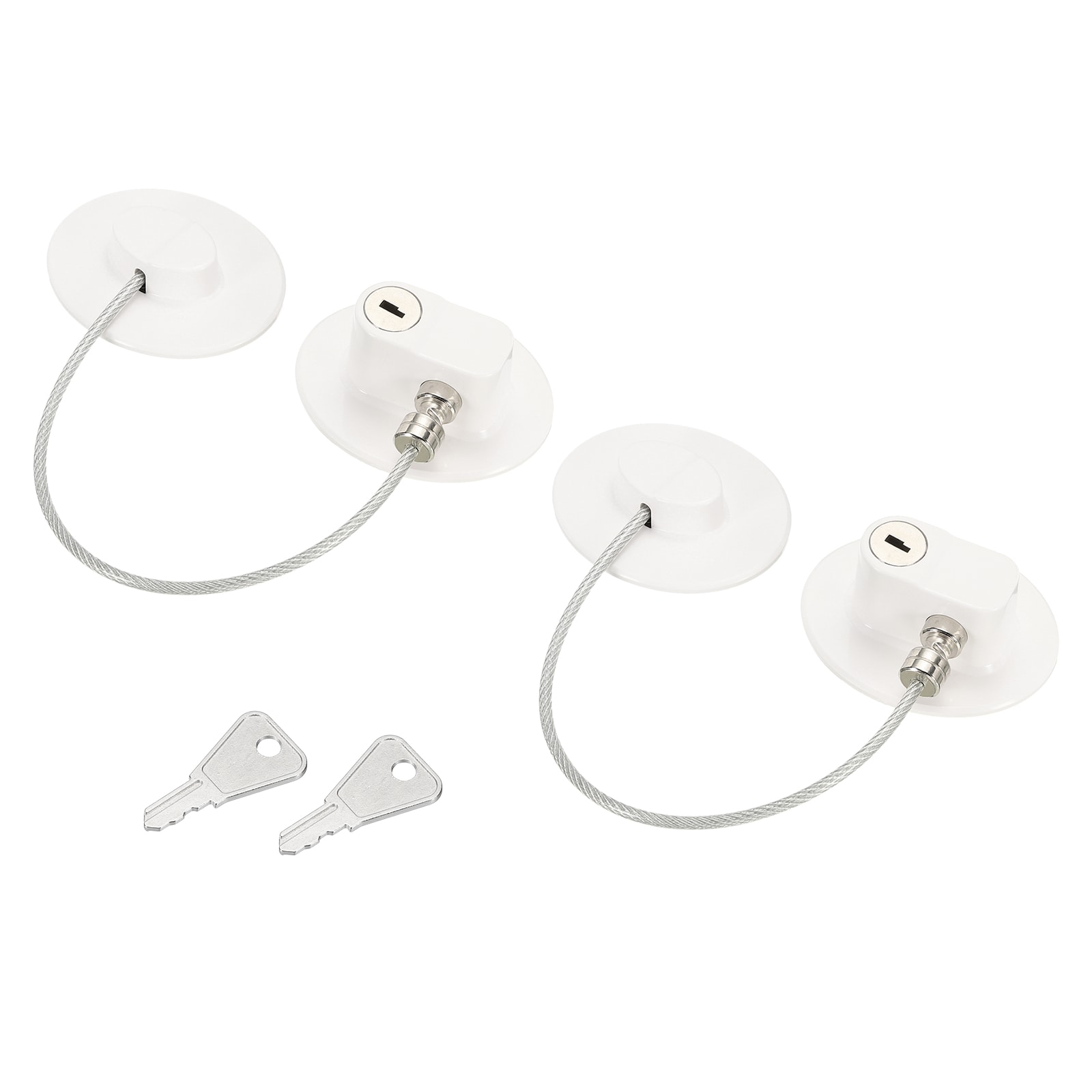 Unique Bargains Gate Latches Adhesive Refrigerator Lock Keyed Oval 170mm String Long 257mm Long 60x50mm for Kitchen Furniture Sliding Closet Drawer with Strong Adhesion White Pack of 2 #S25093000UX6518
