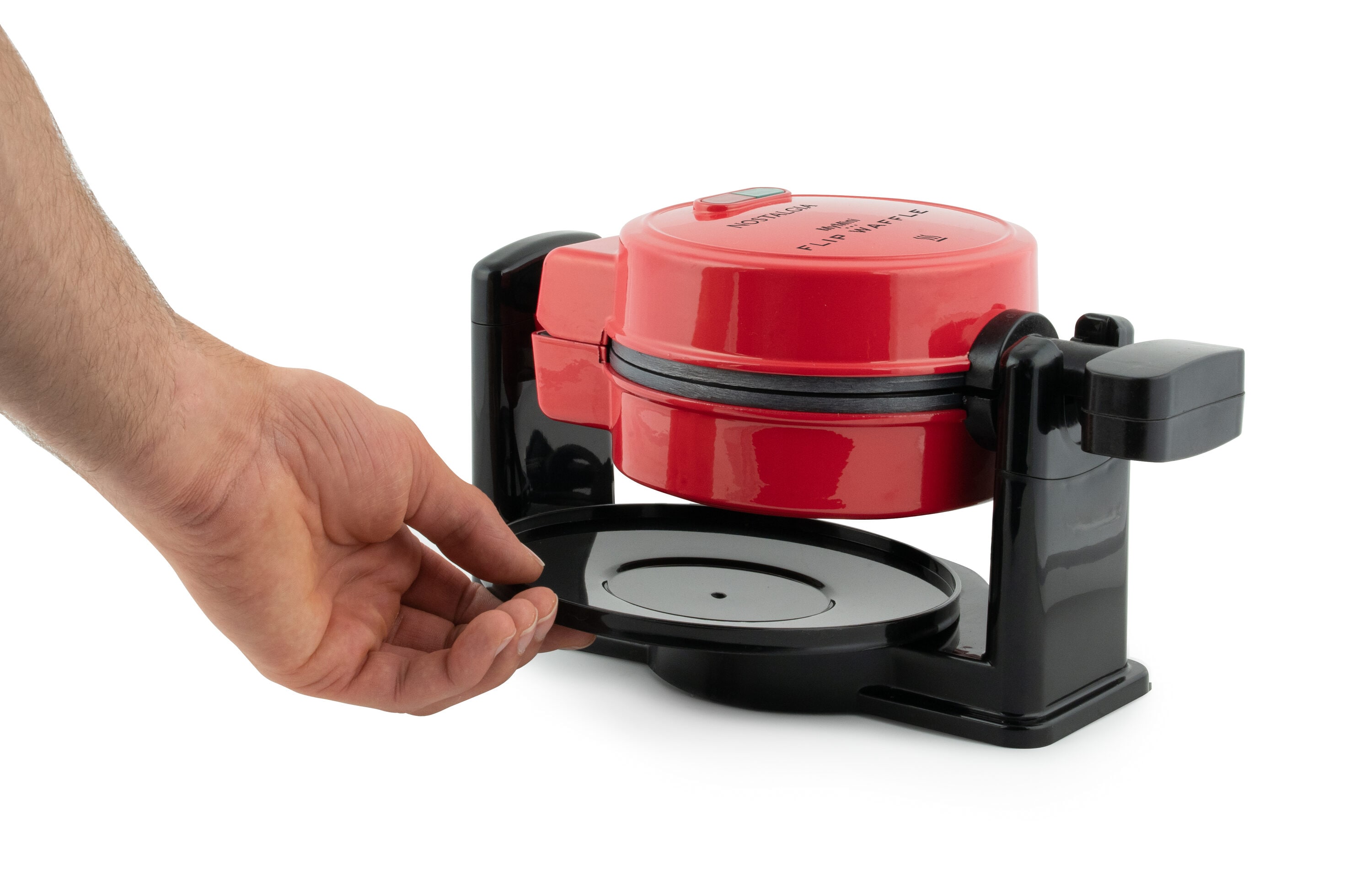 Nostalgia MyMini Personal Waffle Maker Red Compact 5 Non Stick Surface NEW