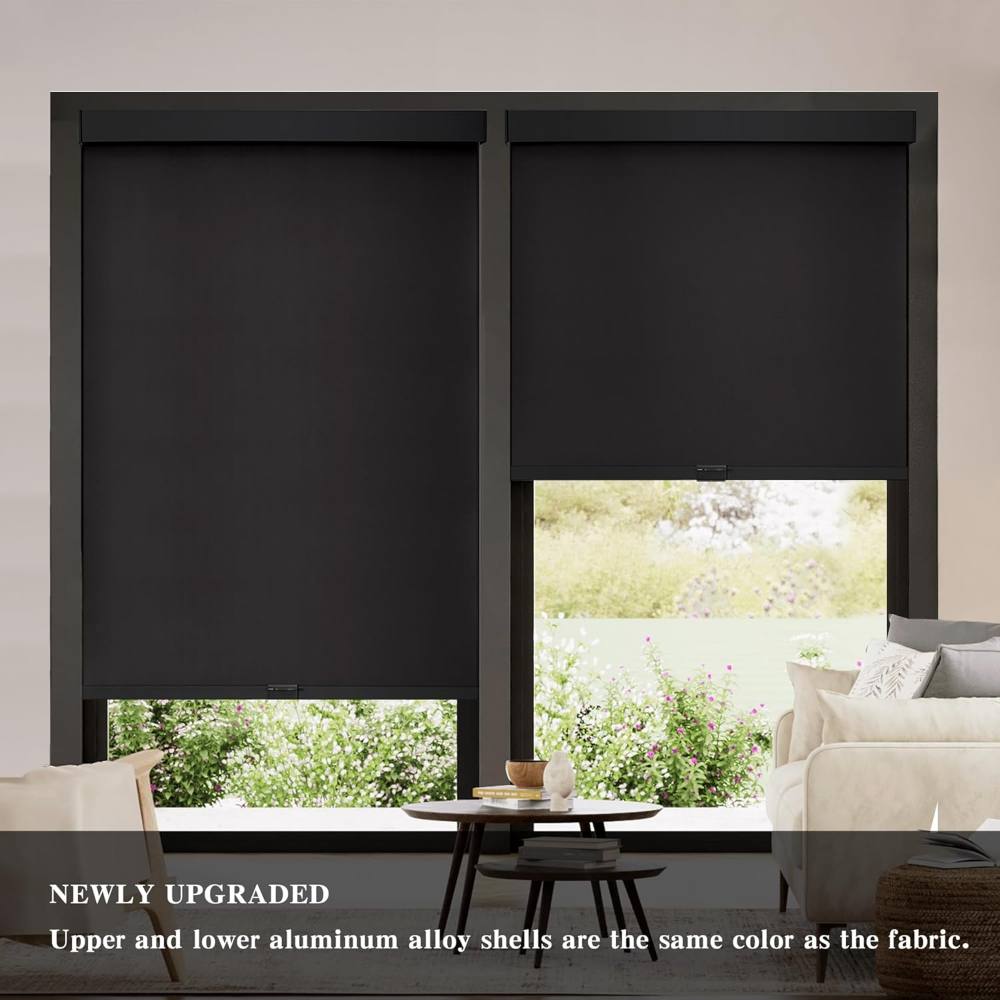 LAZ INC Blackout Roller Shades Cordless Blinds for Windows Free Stop ...