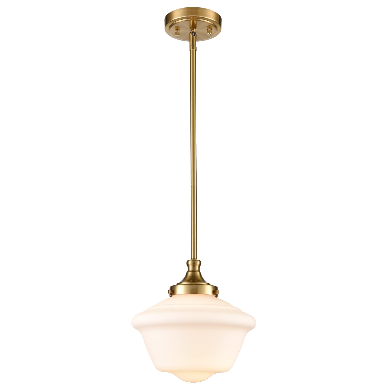 AOIZGMY  Modern Gold Pendant Light Schoolhouse Light Fixture Ten Inch White Glass Pendant Lighting for Kitchen Island Adjustable Height Brass