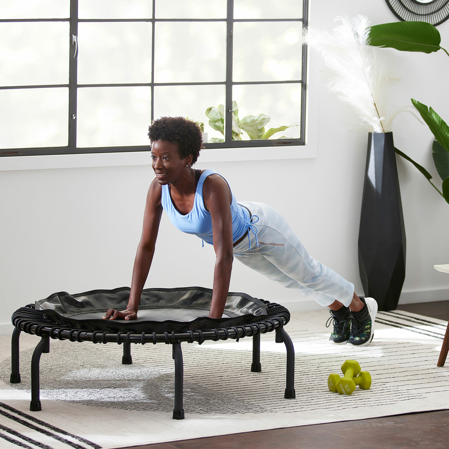 JumpSport 430 44-Inch In-Home Rebounder Fitness Trampoline with Long-Lasting Premium Bungees and Included Workout DVDs