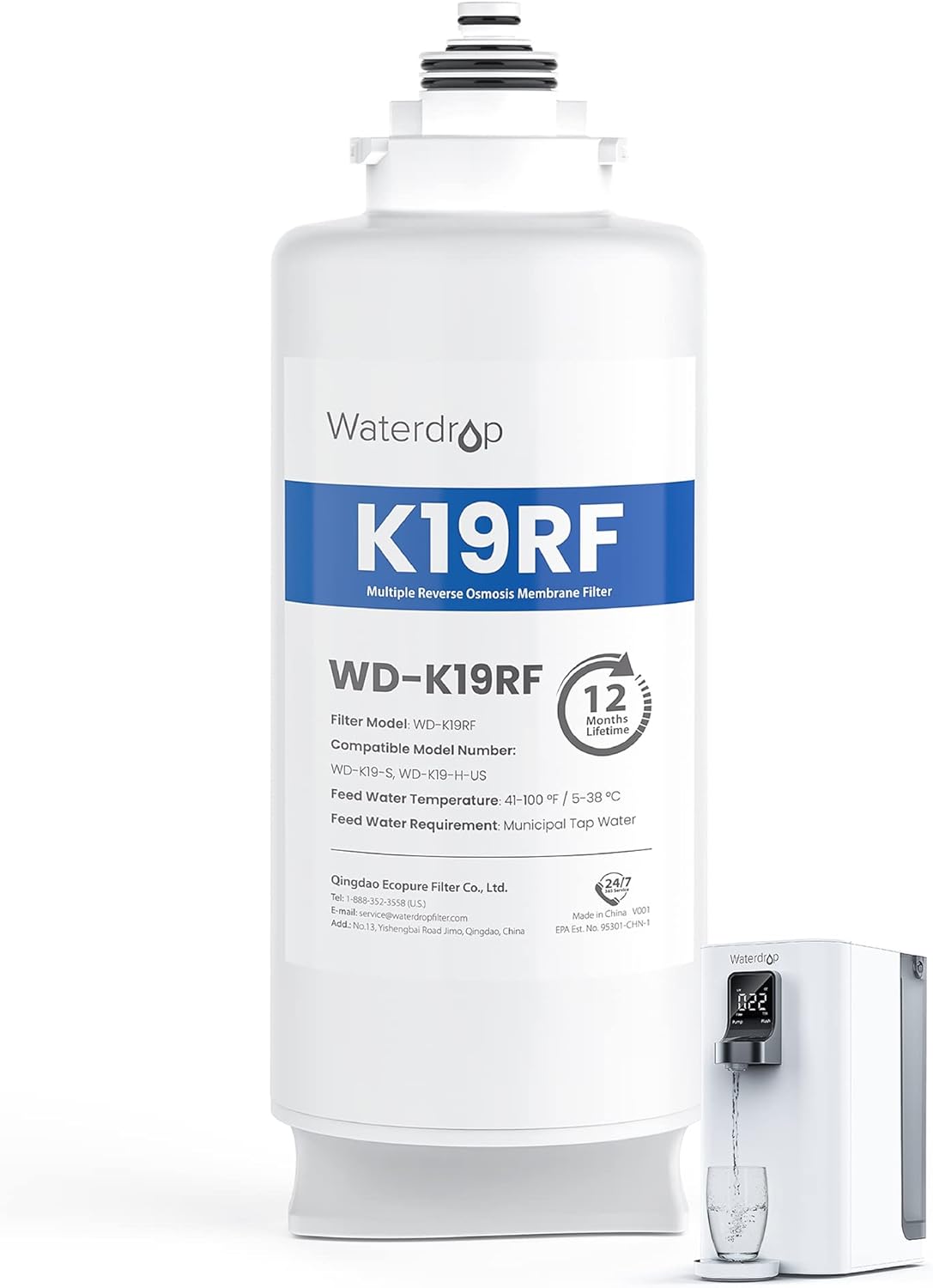 Waterdrop B-WD-K19RF Countertop Reverse Osmosis System Carbon block Above sink Replacement Filter