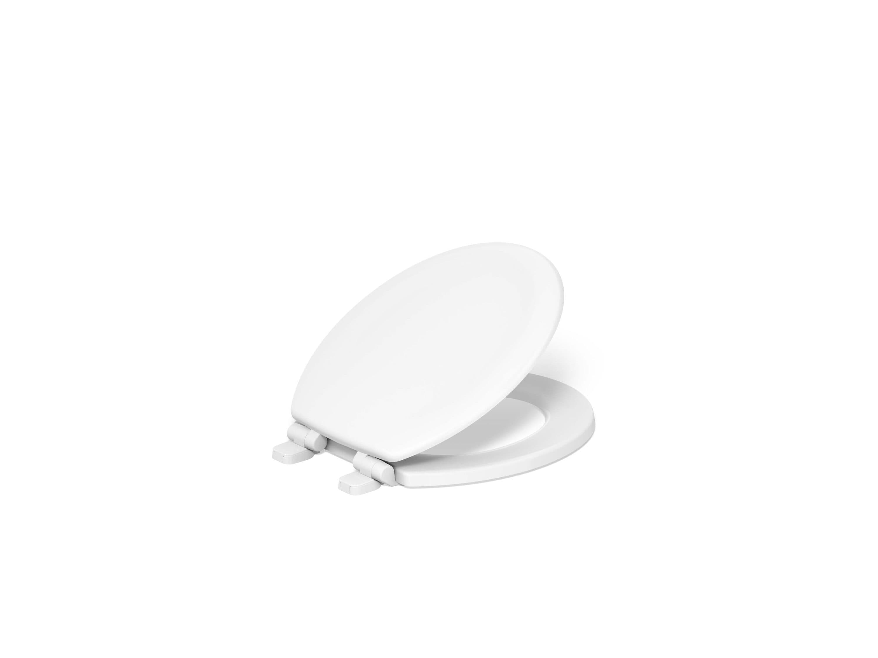 KOHLER K-20467-0 Stonewood Wood White Round Soft Close Toilet Seat