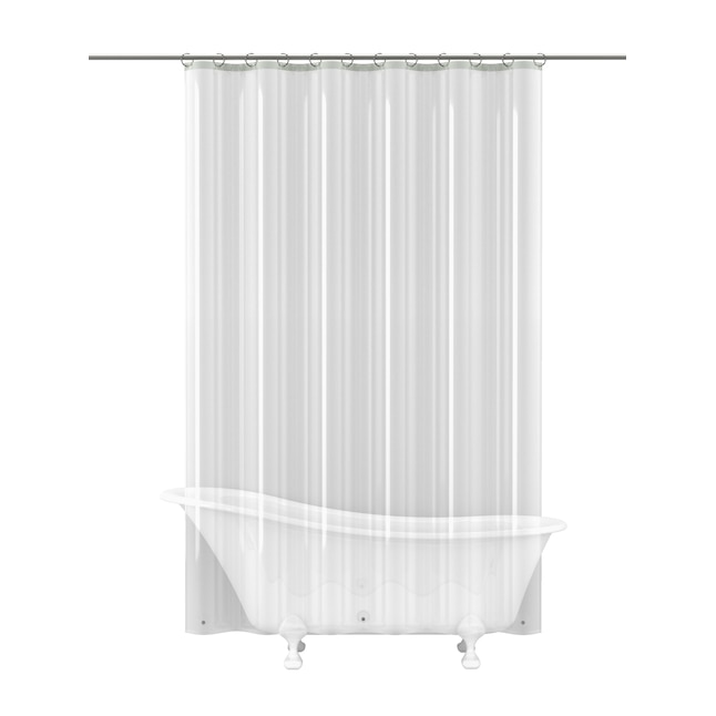 Eva Peva Clear Solid Shower Liner, 96 Length White Shower Curtain