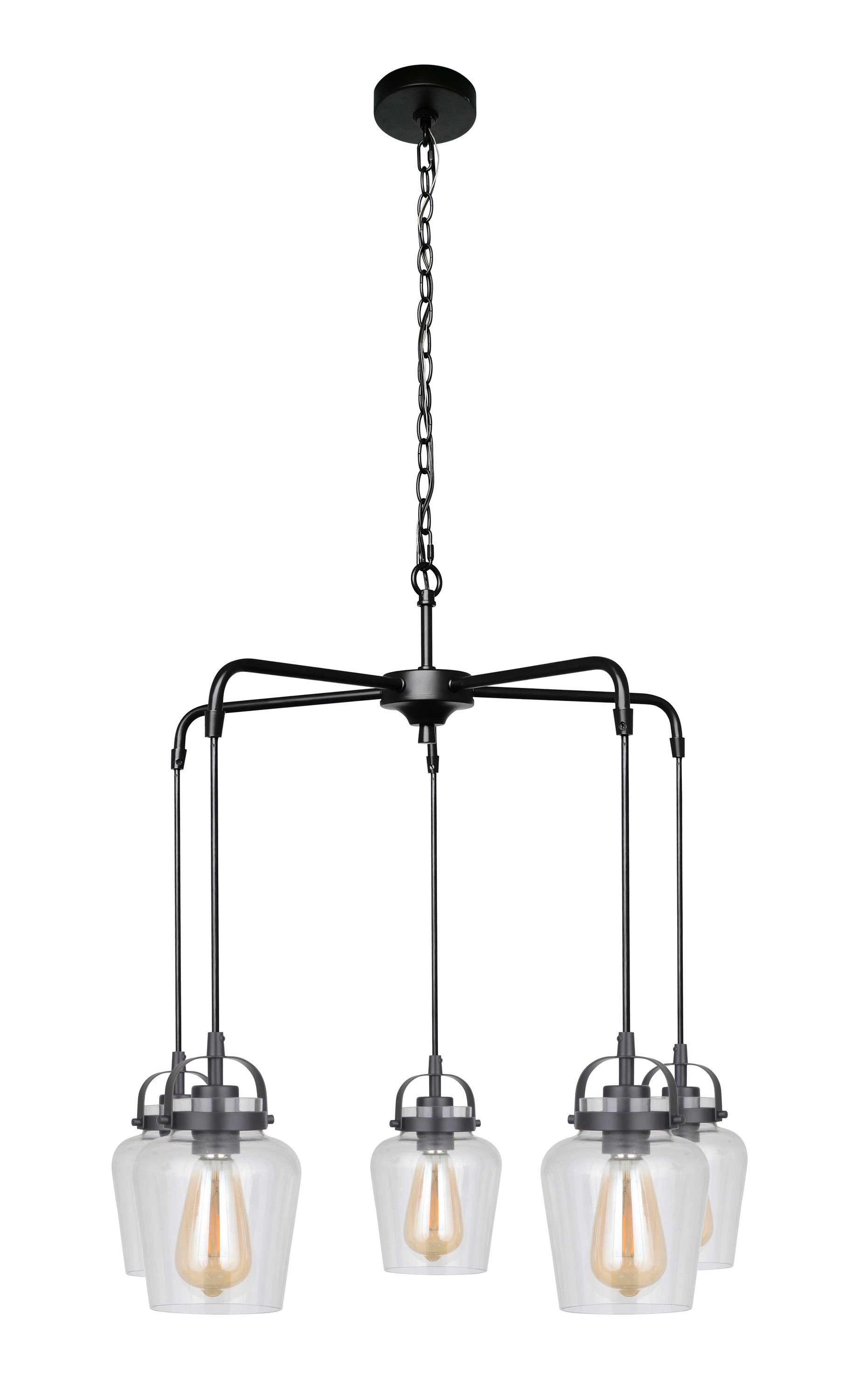 Craftmade 53525-FB Trystan 5 -Light Black Transitional For Use in Bedrooms, Dining Rooms, Foyers, Kitchens, Living Rooms Chandelier