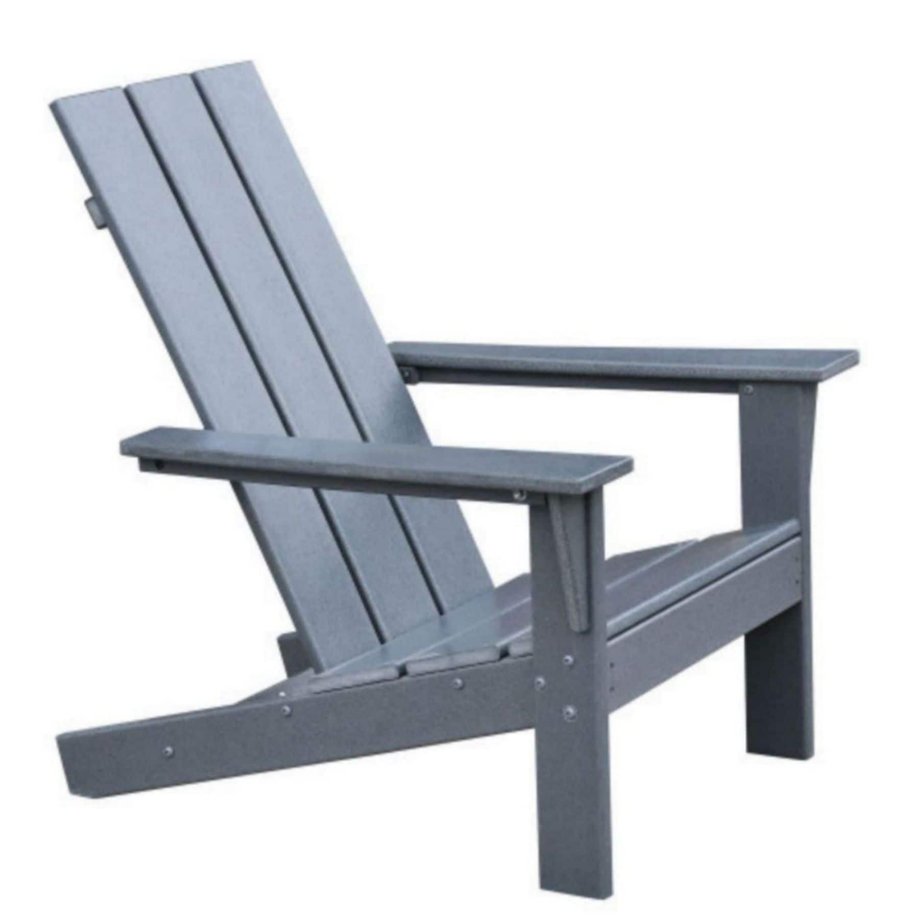 ToolCat PG2-150-PT DARK GREY HDPE Frame Stationary Adirondack Chair with Slat Seat