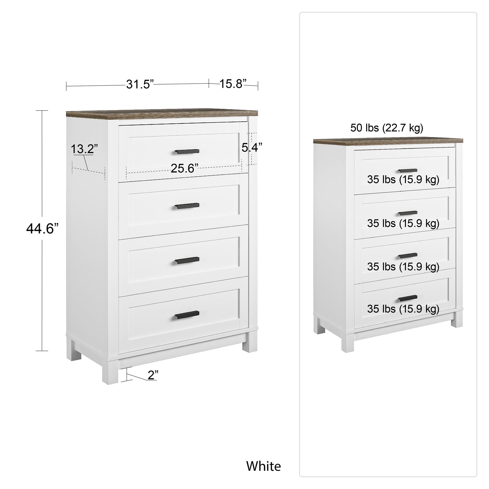 Ameriwood Home Carver Oxford White 4-Drawer Standard Dresser 5990296COM ...