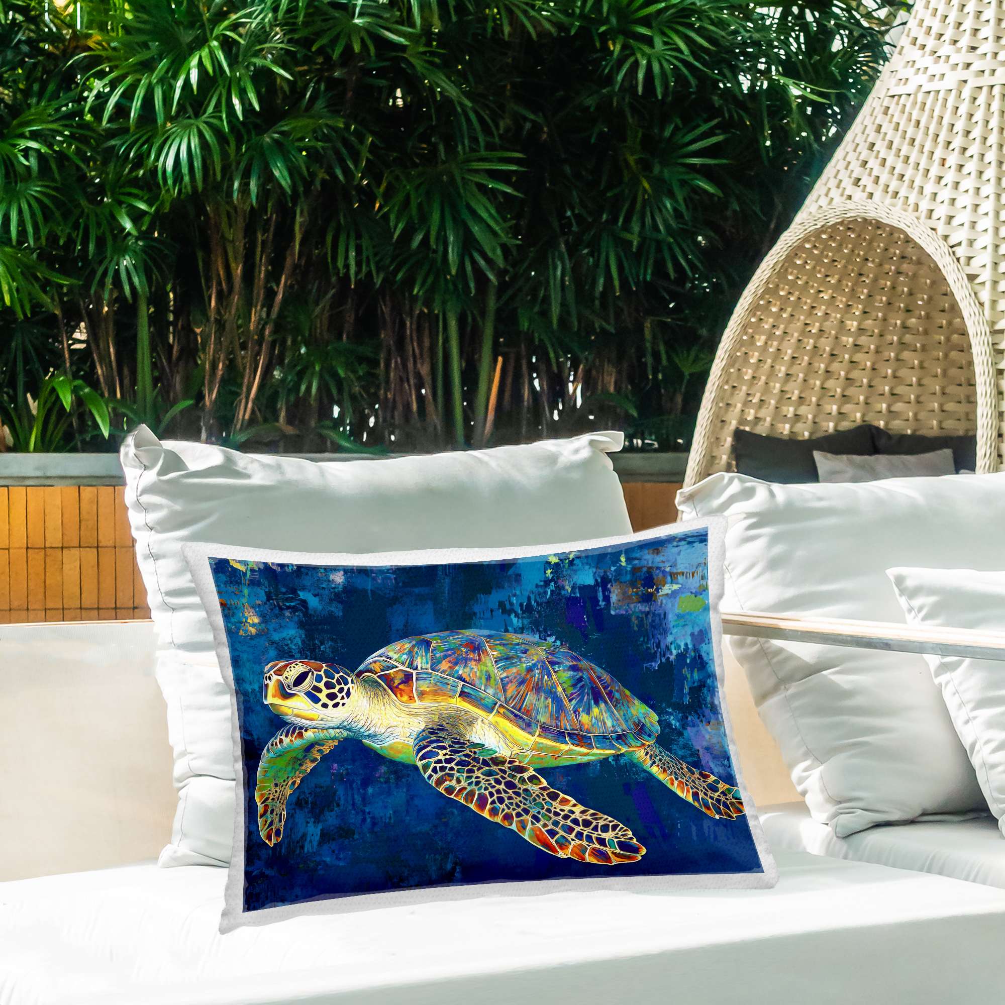 Stupell Industries Sea Turtle in Prismatic Colors Outdoor Printed ...