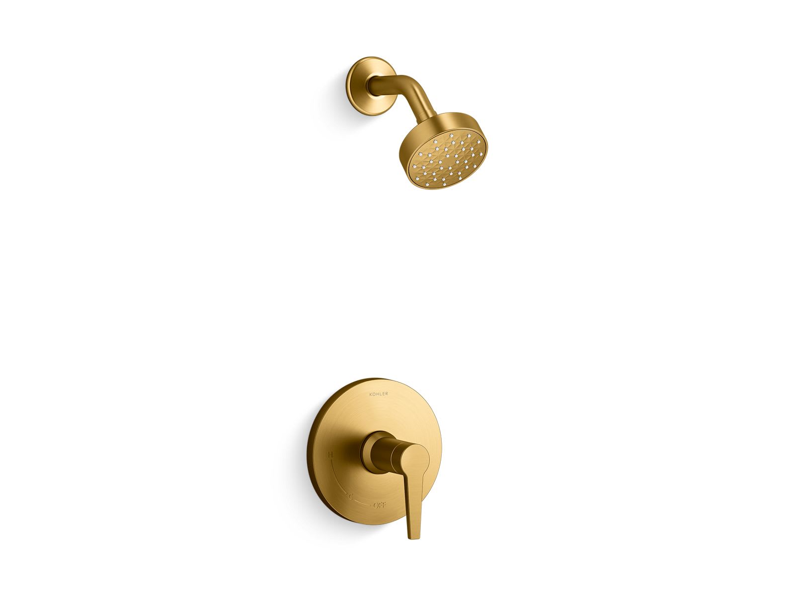 KOHLER TS97077-4Y-2MB Pitch 2.5 GPM 1-Handle Rite-Temp Shower Trim Kit in Vibrant Brushed Moderne Brass (Valve Not Included)
