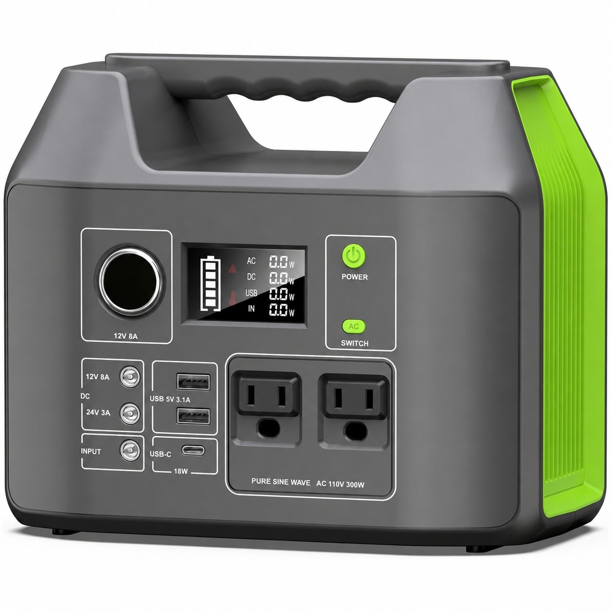 Misopily  300 Watt Portable Power Station with Two 110V AC Outlets USB Car Port for Camping Travel RV Emergency Power Supply Solar Rechargeable