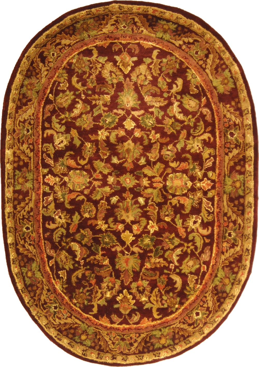 Safavieh AT52B-8OV Antiquity Rudbar 8 x 10 (ft) Tufted Wool Wine/Gold Oval Indoor Floral/Botanical Vintage Area rug