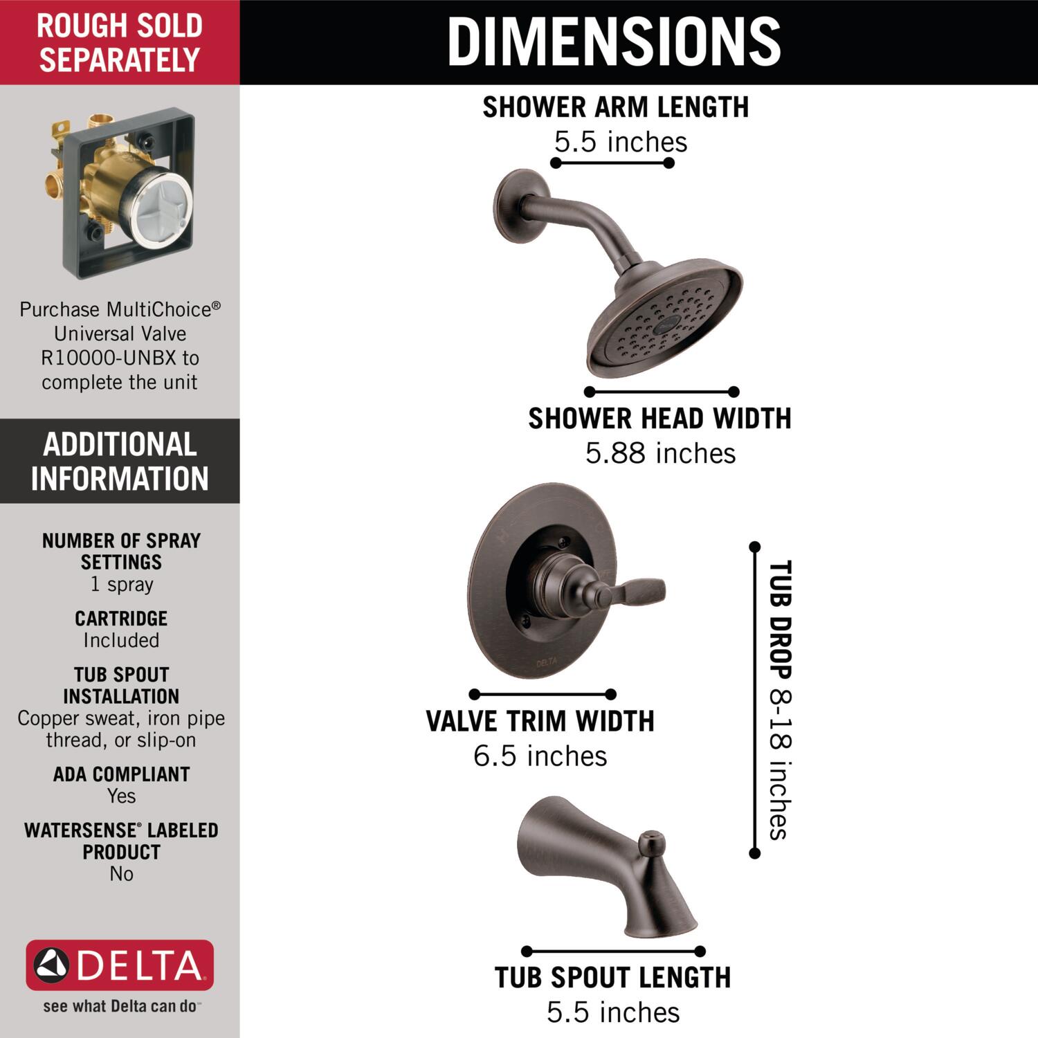 Delta T14432-RB Tub-Shower-Faucets - View #2