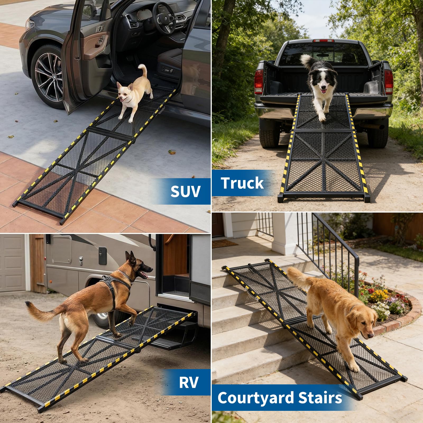 GarveeLife 63x20in Vehicle Pet Ramp Steel Dog Ramp with Up to 300 Lbs ...