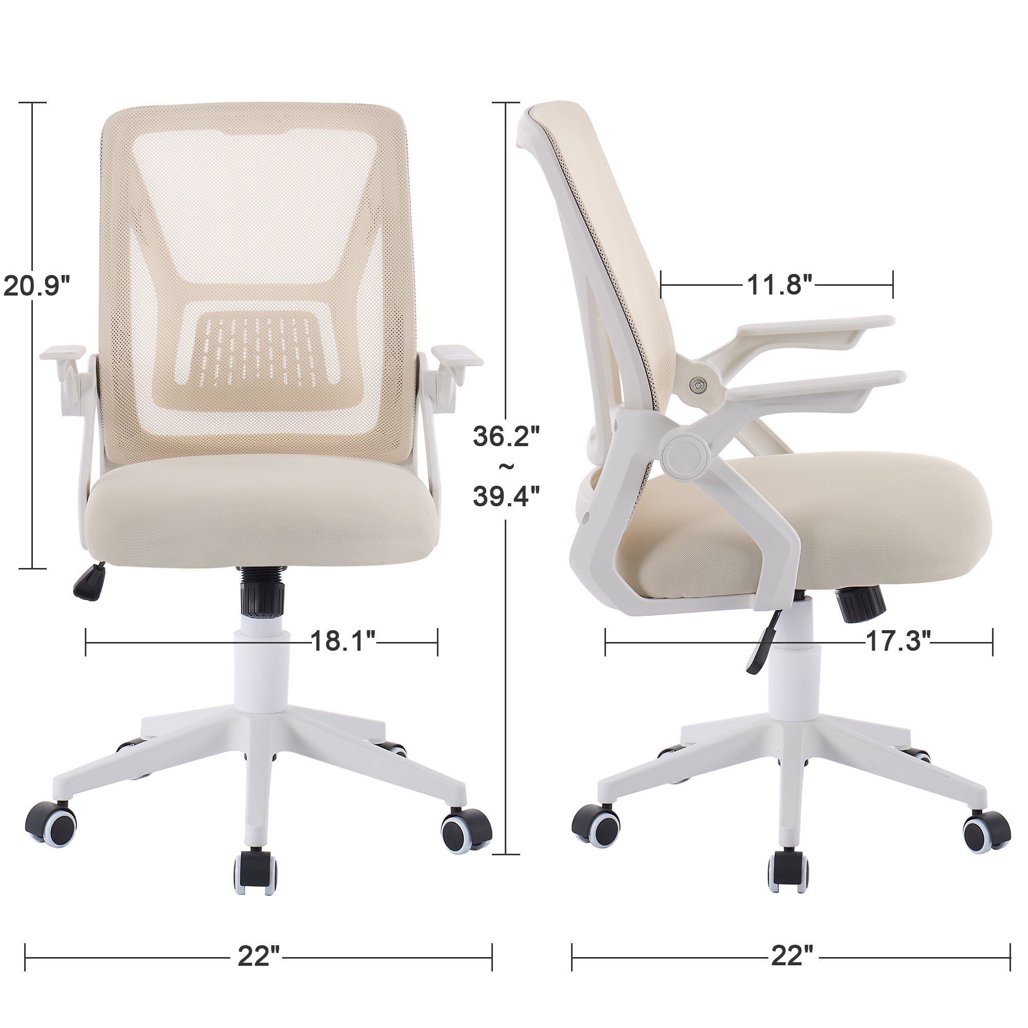 Vecelo LOE-OC01-BGE Office-Chairs - View #3