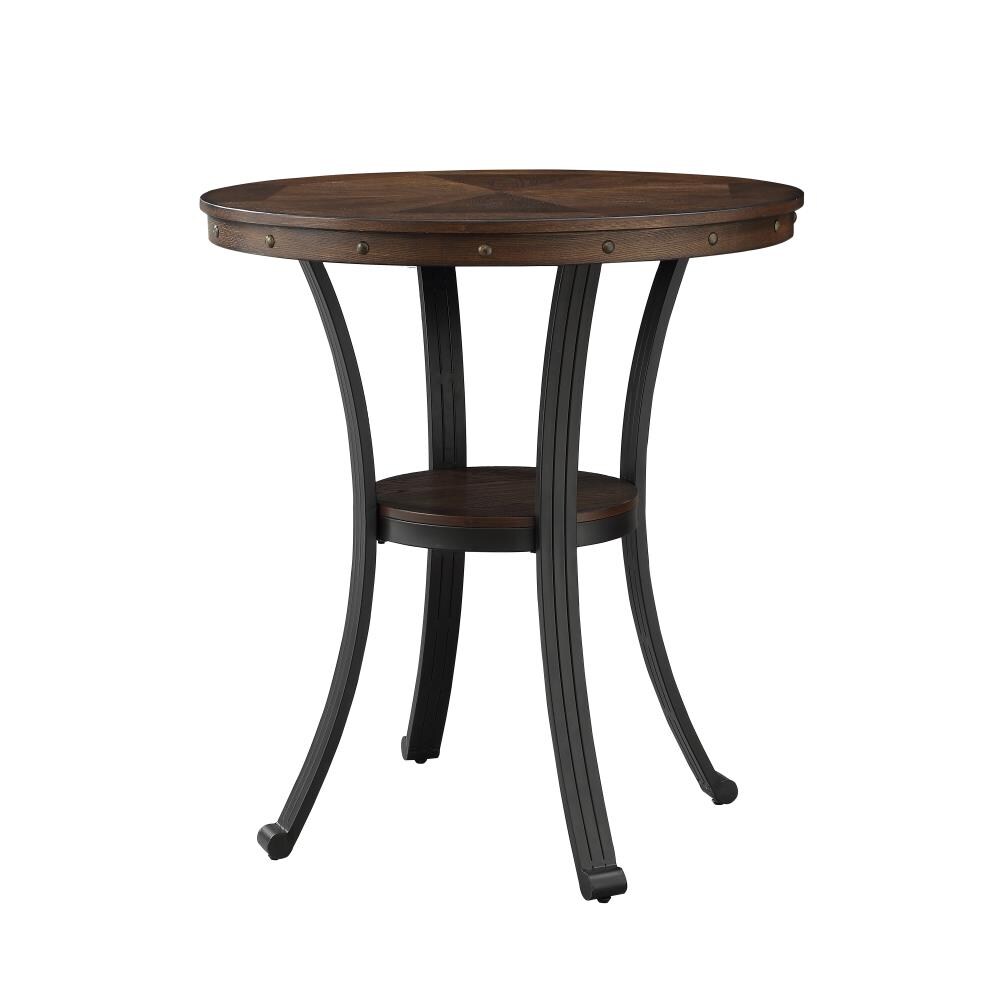 Powell 15D2020PT Franklin Rustic Umber Round Contemporary Bar Table, Wood with Black Metal Base