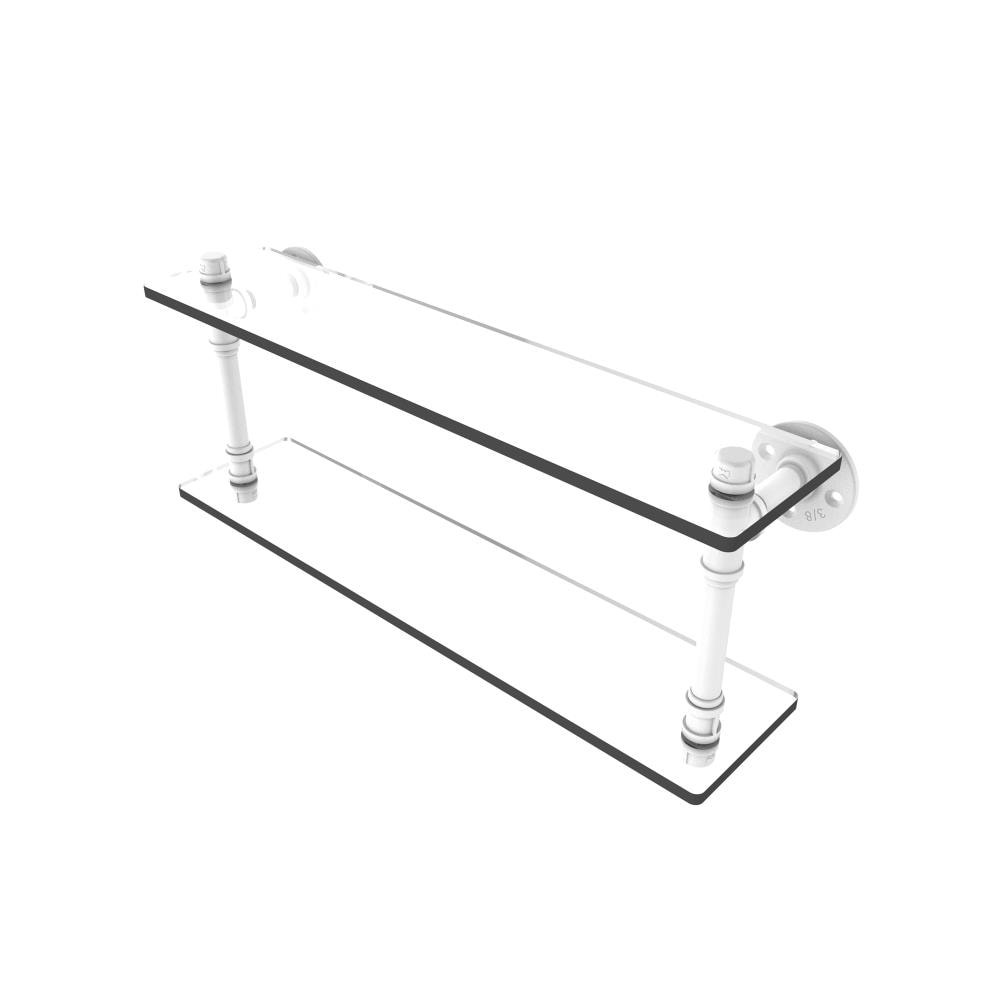 Allied Brass P-420-22-DGS-WHM Pipeline Matte White 2 -Tier Metal Wall mount Bathroom Shelf ( 22-in x 9.4-in x 5-in )