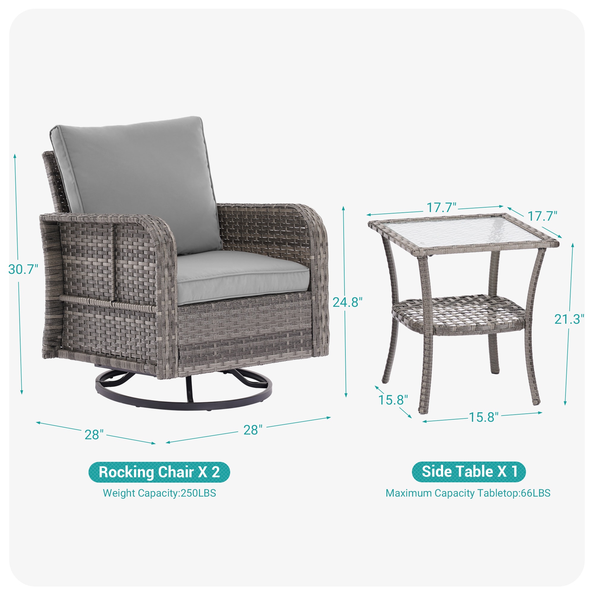 ACEGOSES LW-PS-2R145HGY-T2 Patio-Conversation-Sets - View #3