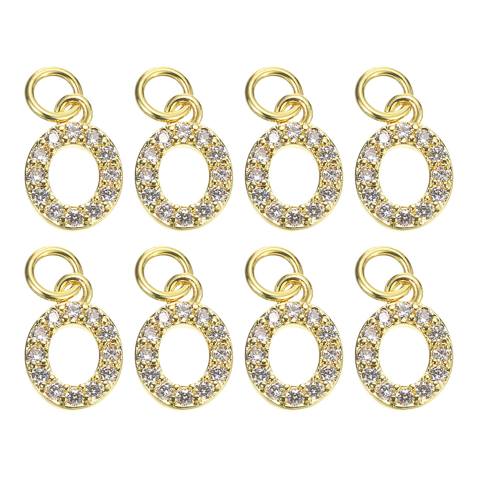 Unique Bargains 8pcs Rhinestone Letter Charm 3.2mm Copper O Letter Charm Alphabet Pendants for DIY Bracelets Necklace Jewelry Making Golden #S26040900UX5257