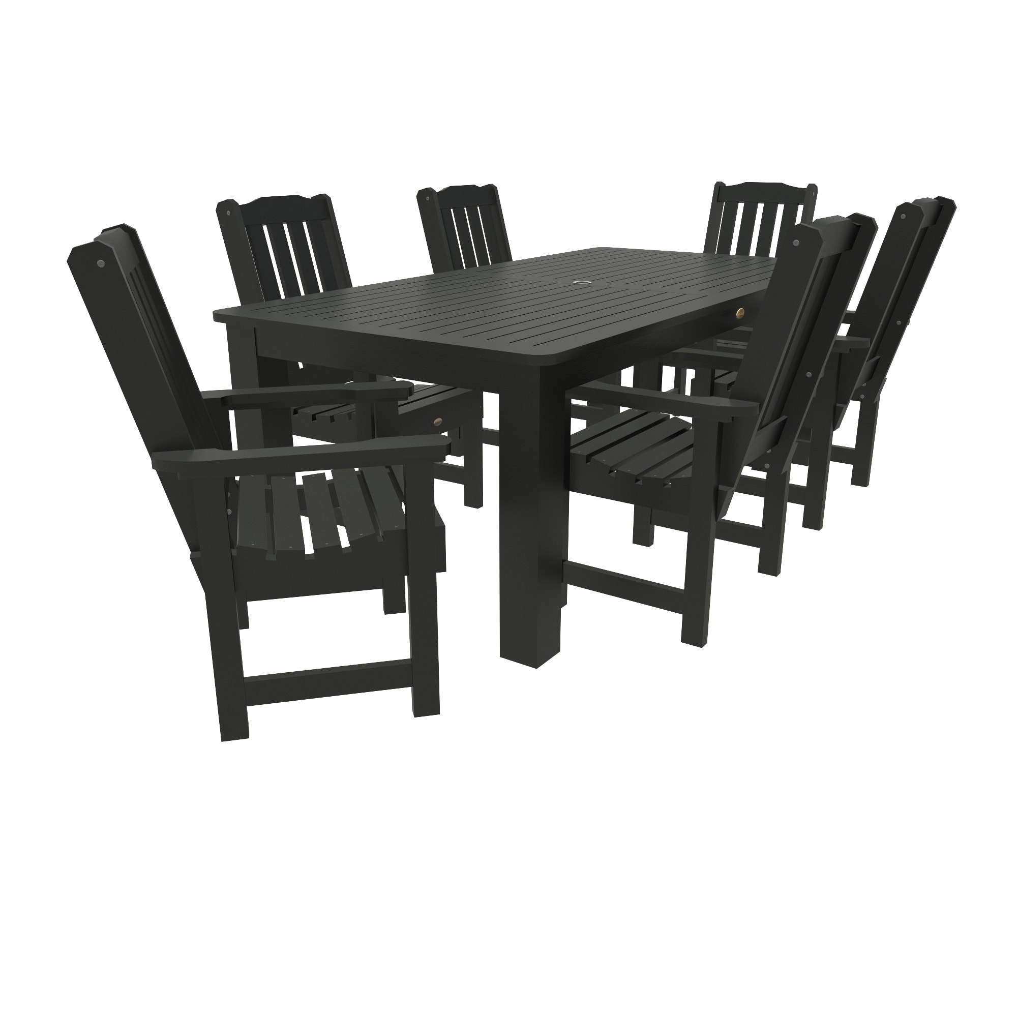 The Lehigh Collection 7-Piece Black Patio Dining Set Stainless Steel | - highwood AD-ST7LH1CO5AA-BKE