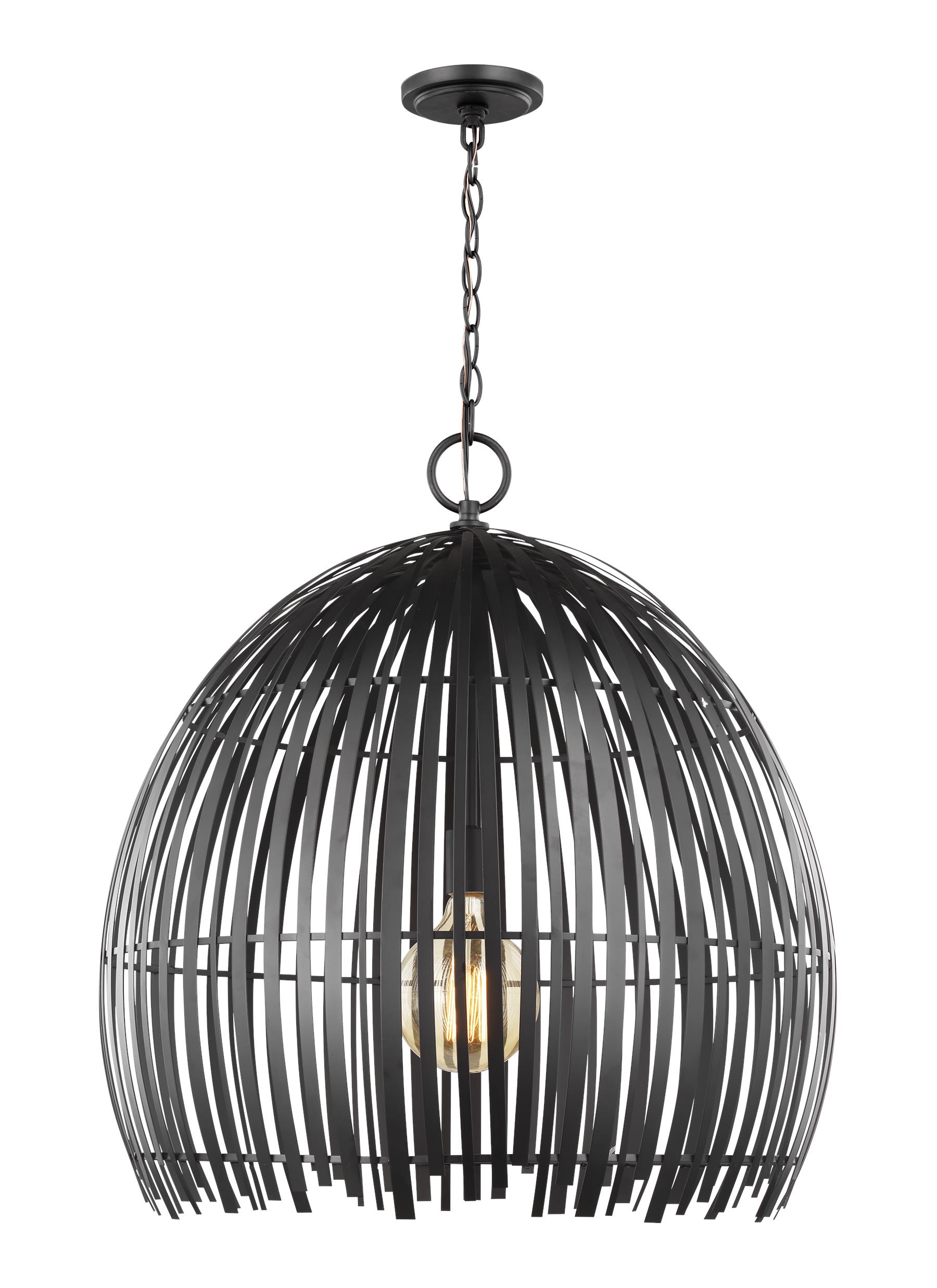 Generation Lighting 6722701-112 Hanalei 1 -Light Midnight Black Modern/contemporary Dome Large Hanging Pendant light
