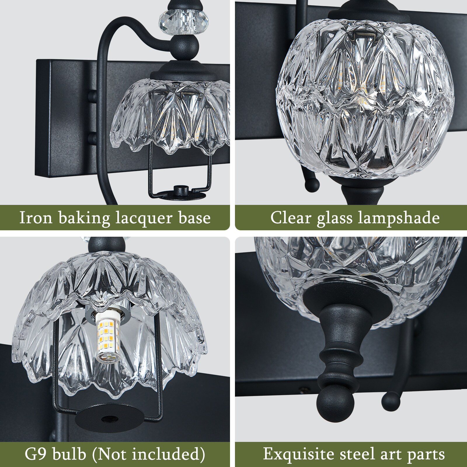 ZHLLMQ Vanity 35.82in 5-Light Black Non-Integrated LED Vintage Cut ...