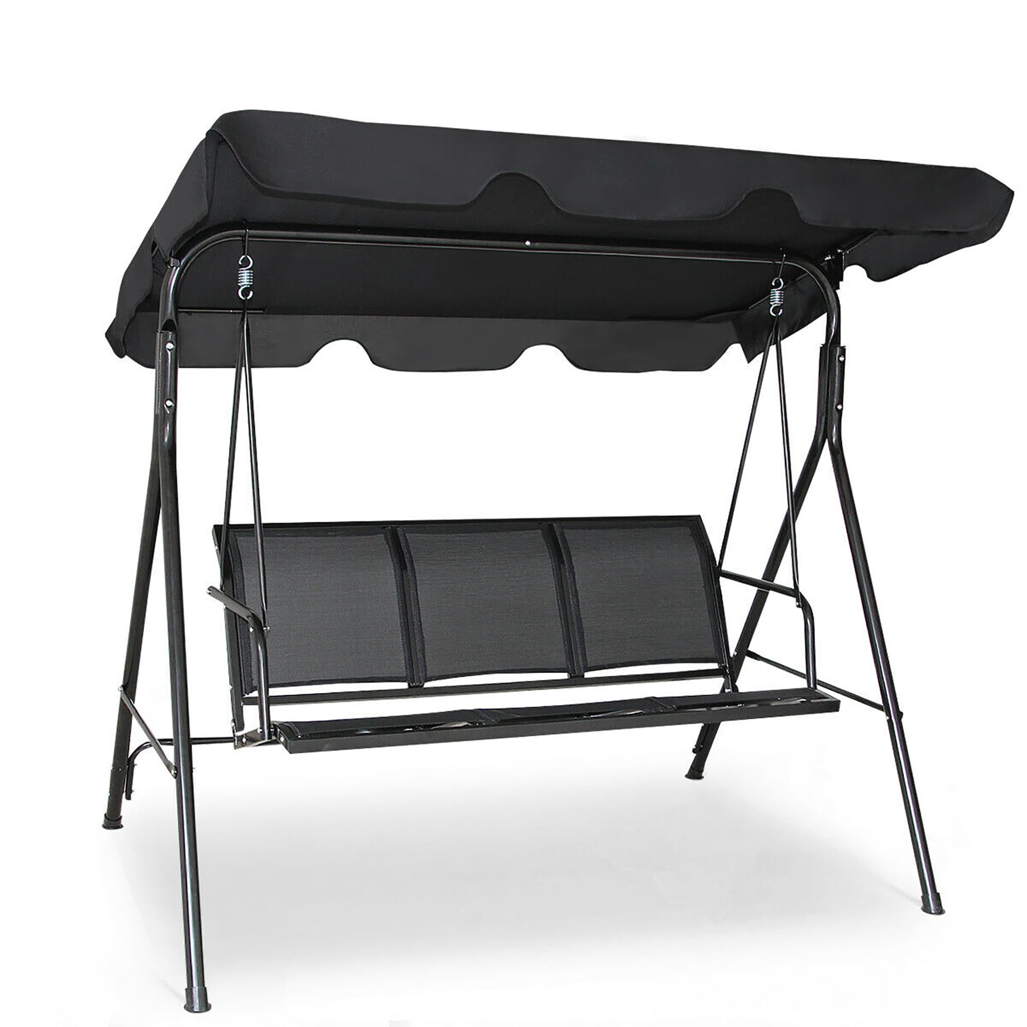 BABOOM BOM-92BK-CO Outdoor Porch Swing 3 -person Black Steel Outdoor Swing