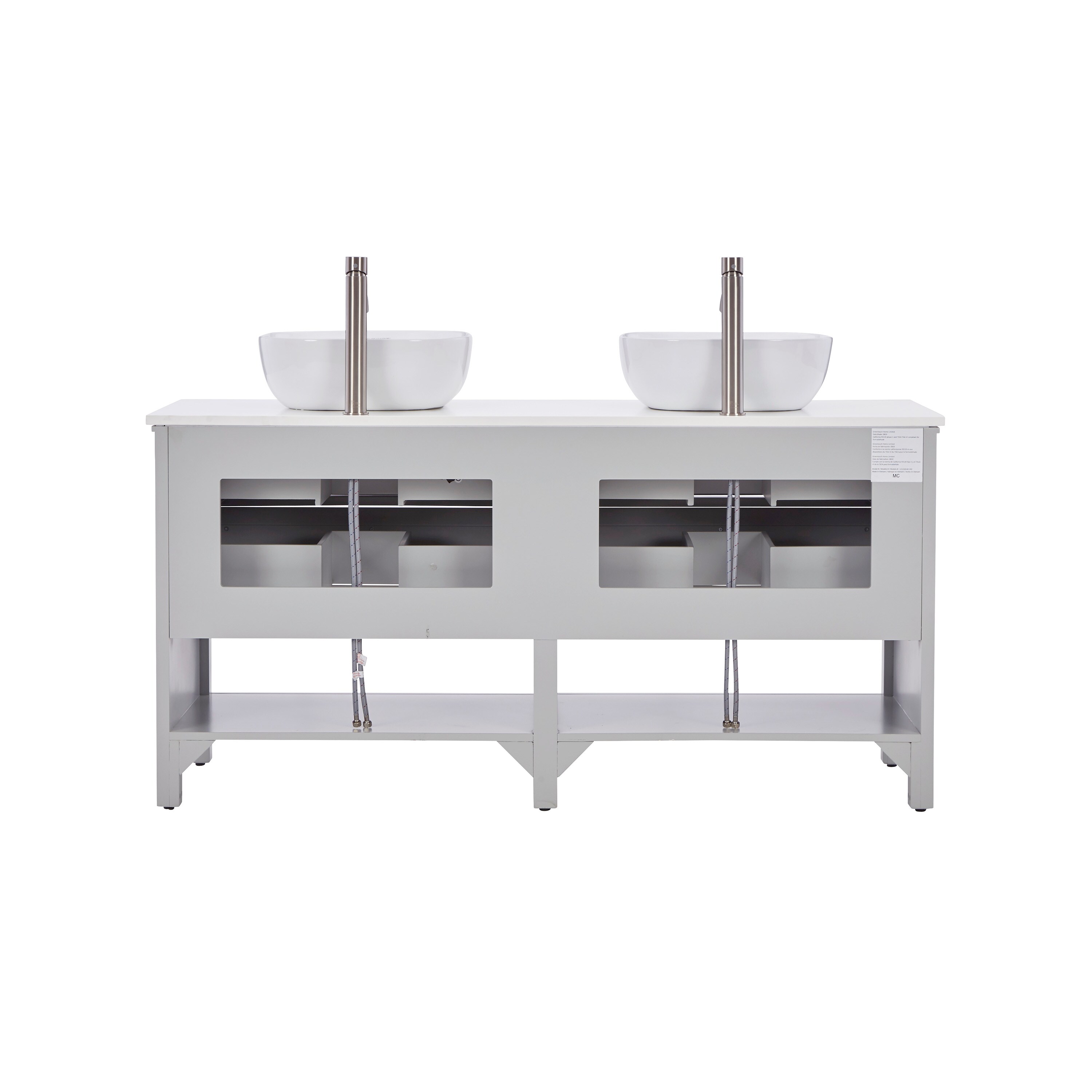 Style Selections Cromlee 60in Light Gray Double Sink Bathroom Vanity