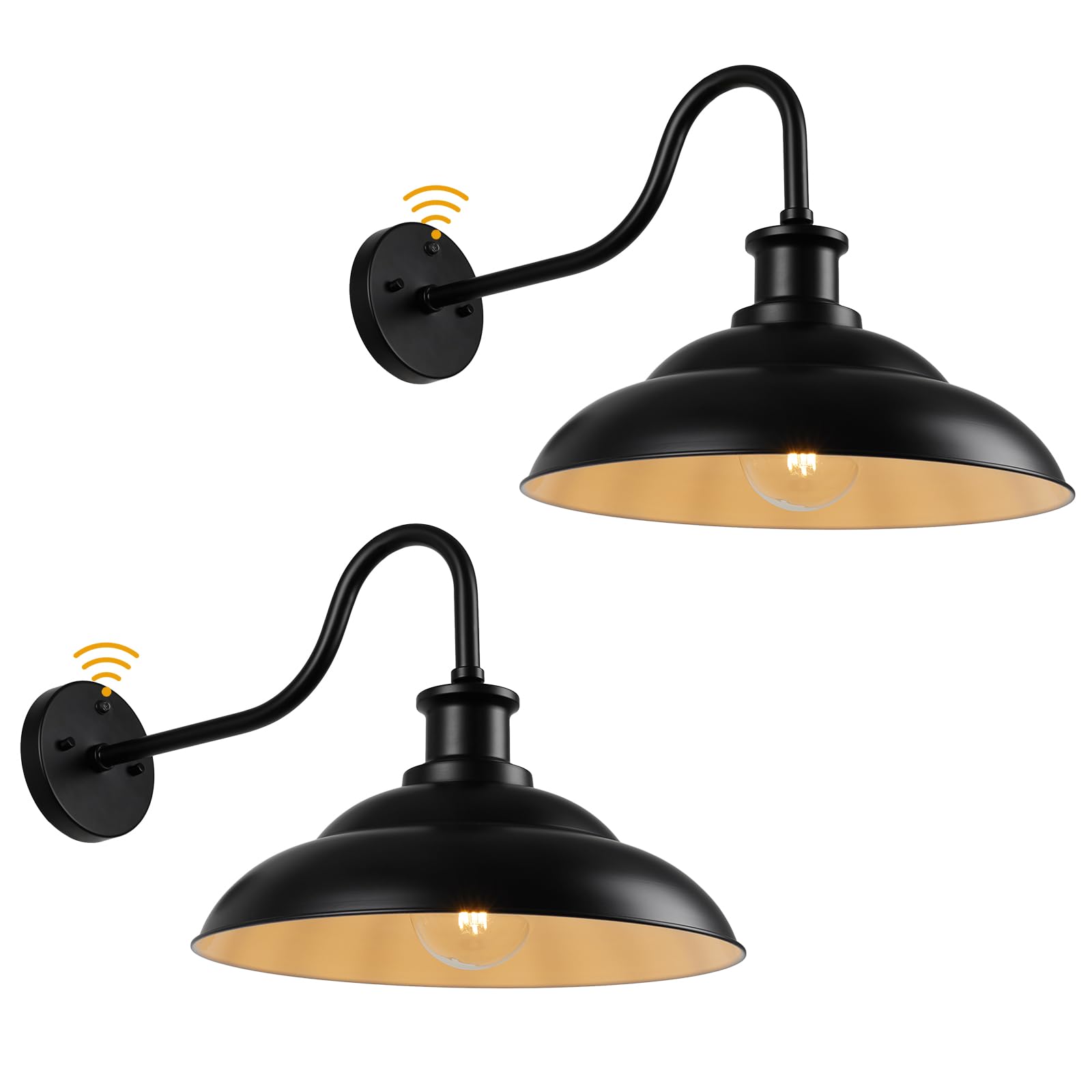 IUEST  Dusk to Dawn Gooseneck Barn Light Outdoor 16 Inch Farmhouse Wall Sconce Vintage Exterior Wall Mount Lighting Fixture Waterproof Black