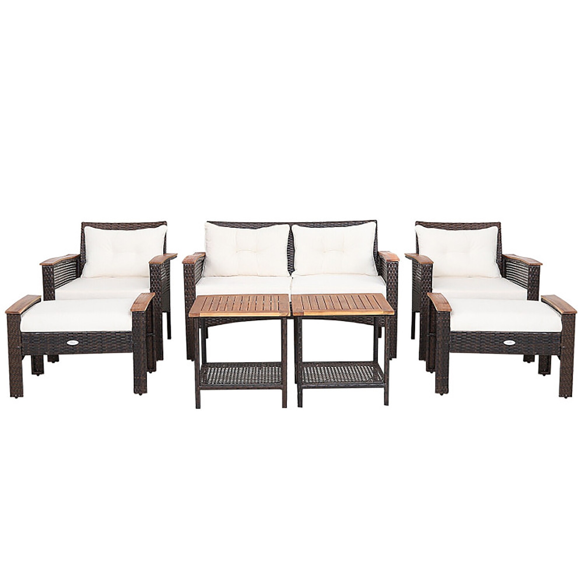 CASAINC CA-06BGB5 7 -Piece Rattan Patio Conversation Set with Off-white Cushions